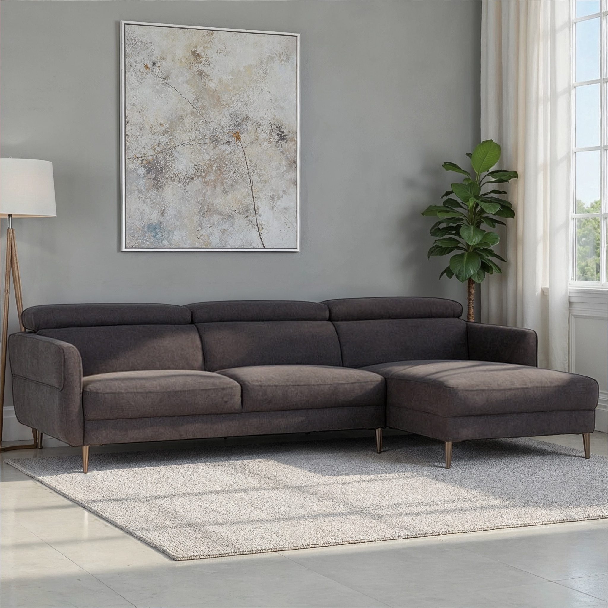 Kiera Chaise Sofa, Charcoal