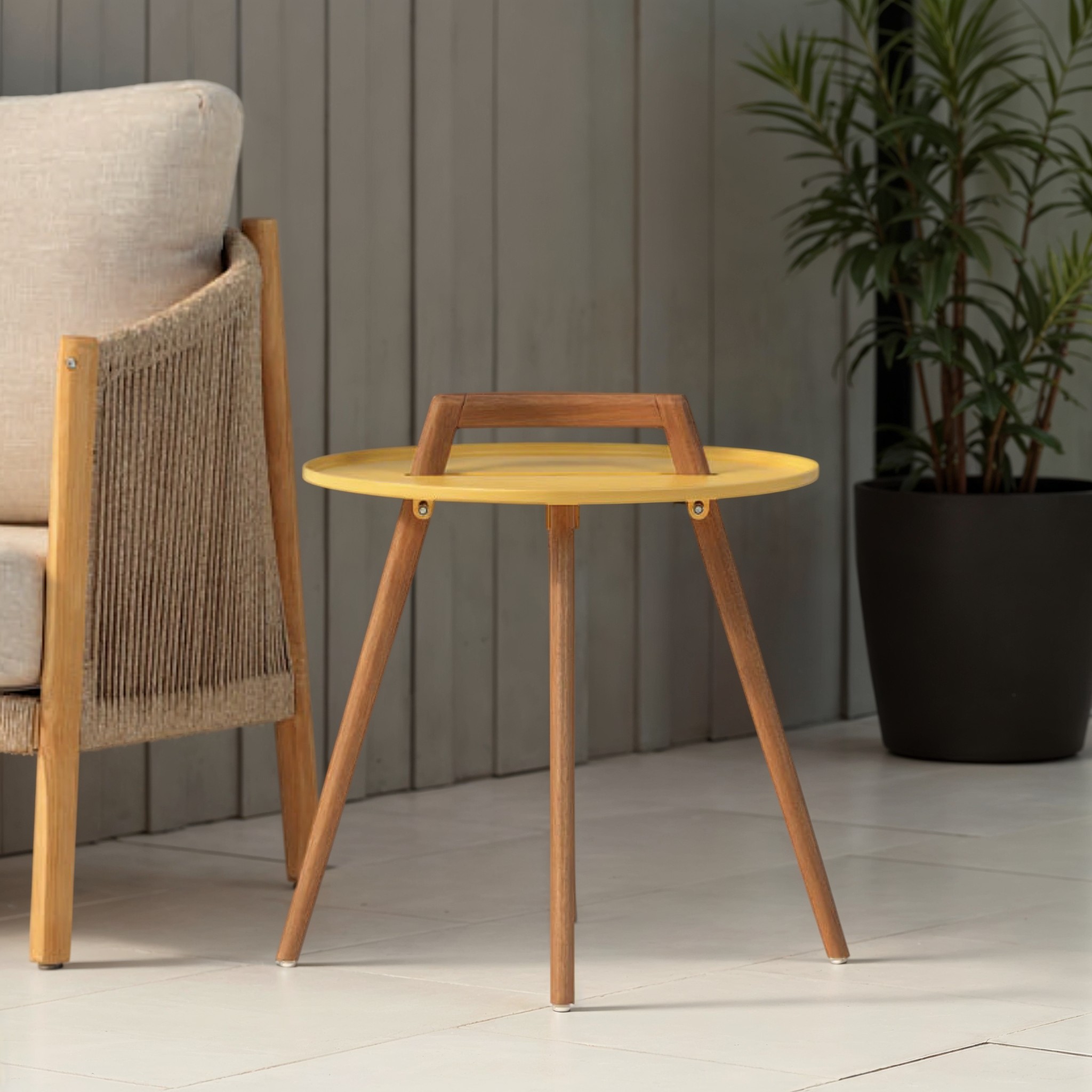 Nassau Outdoor Round Side Table - W50, Yellow