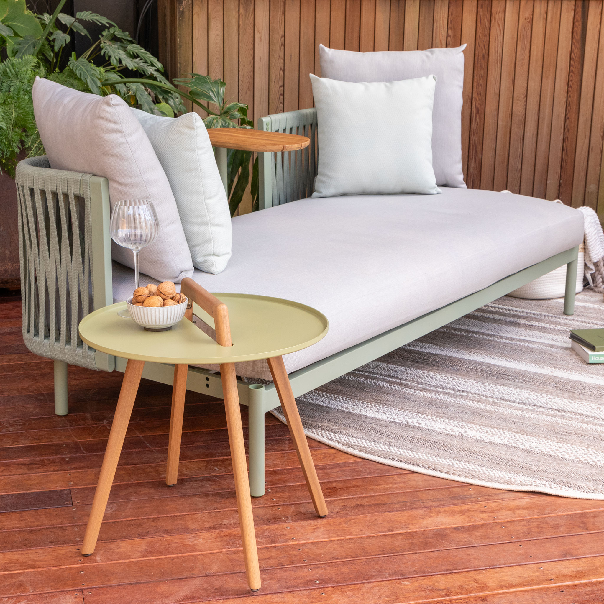 Nassau Outdoor Round Side Table - W50, Sage Green