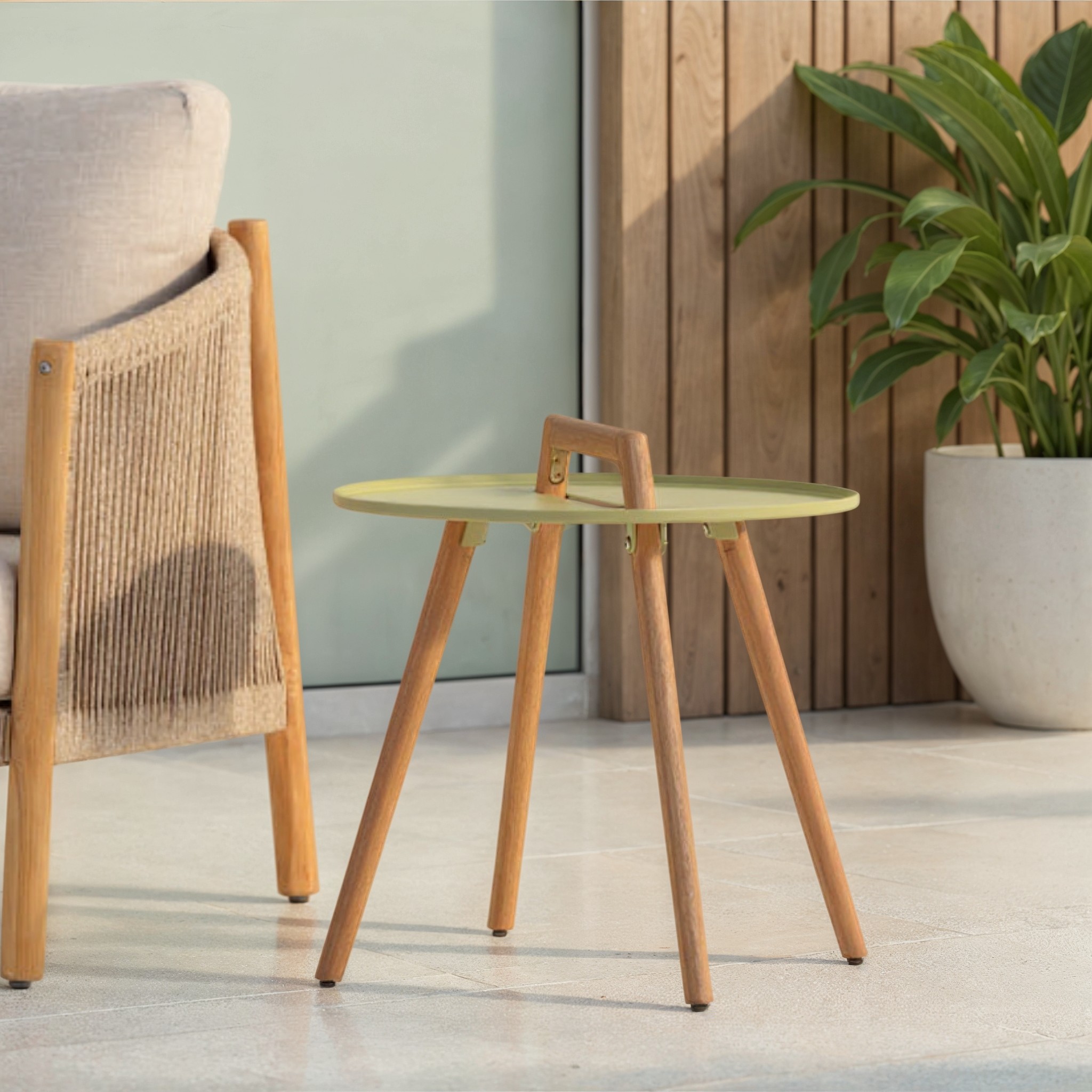 Nassau Outdoor Round Side Table - W50, Sage Green