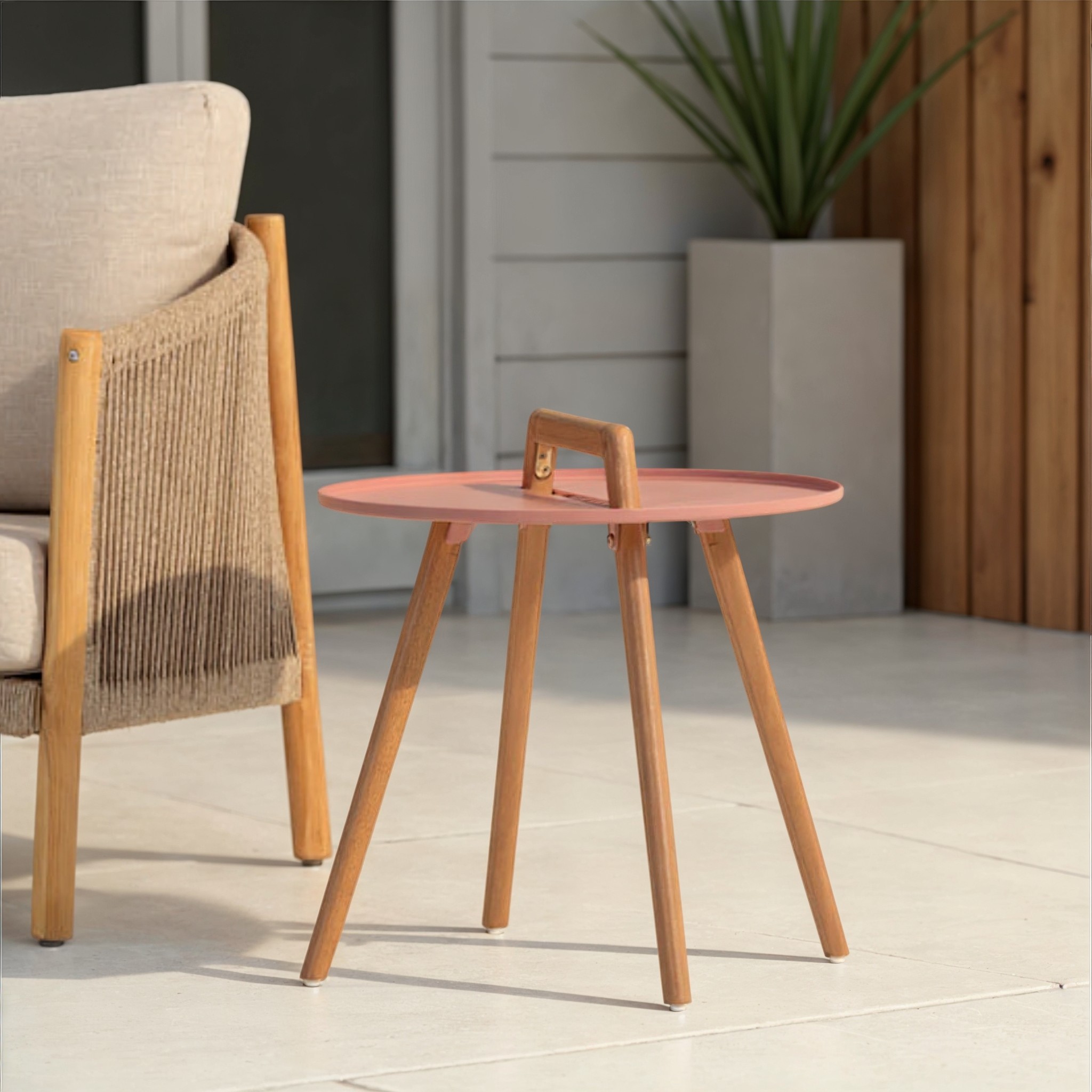 Nassau Outdoor Round Side Table - W50, Pink