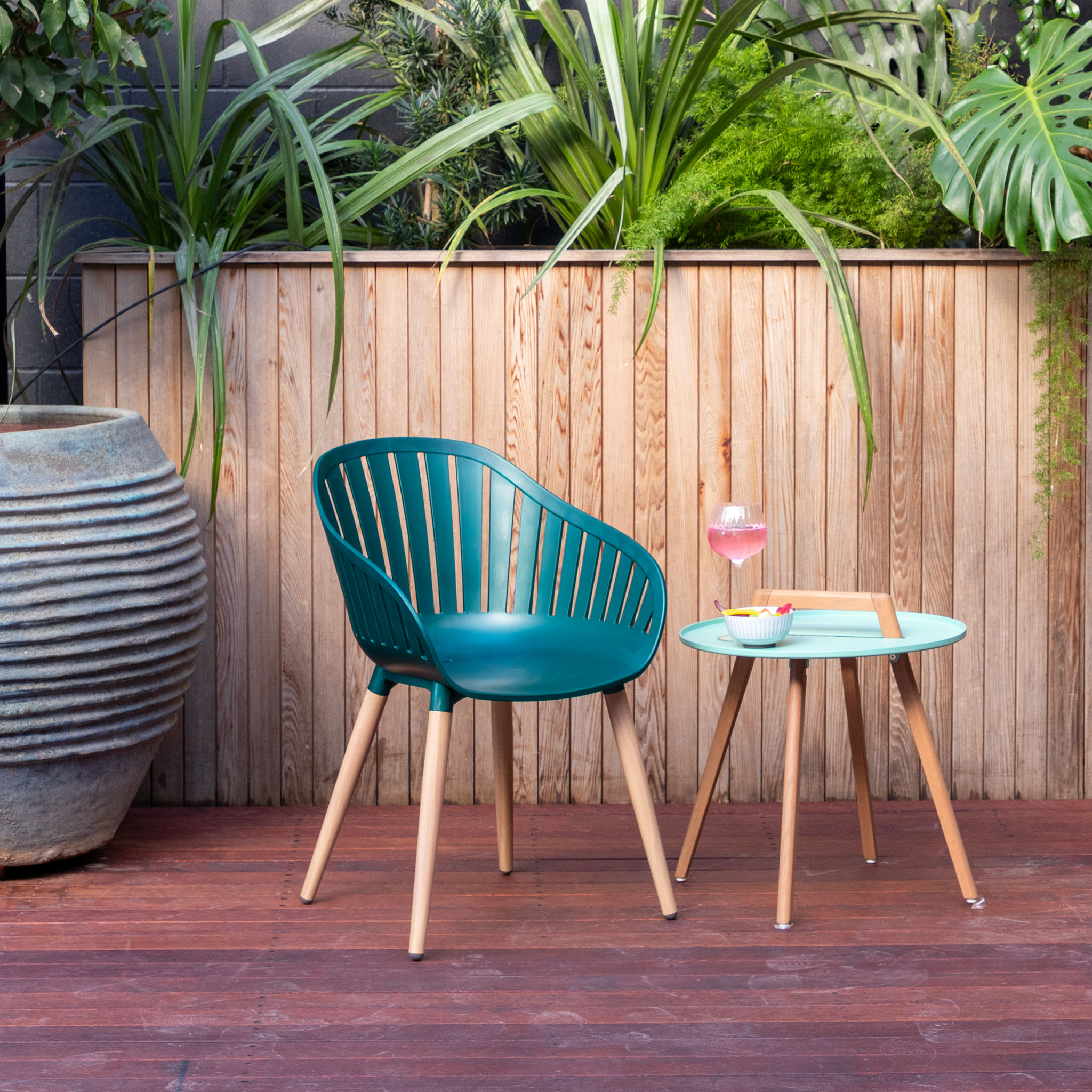 Nassau Outdoor Round Side Table - W50, Mint Green