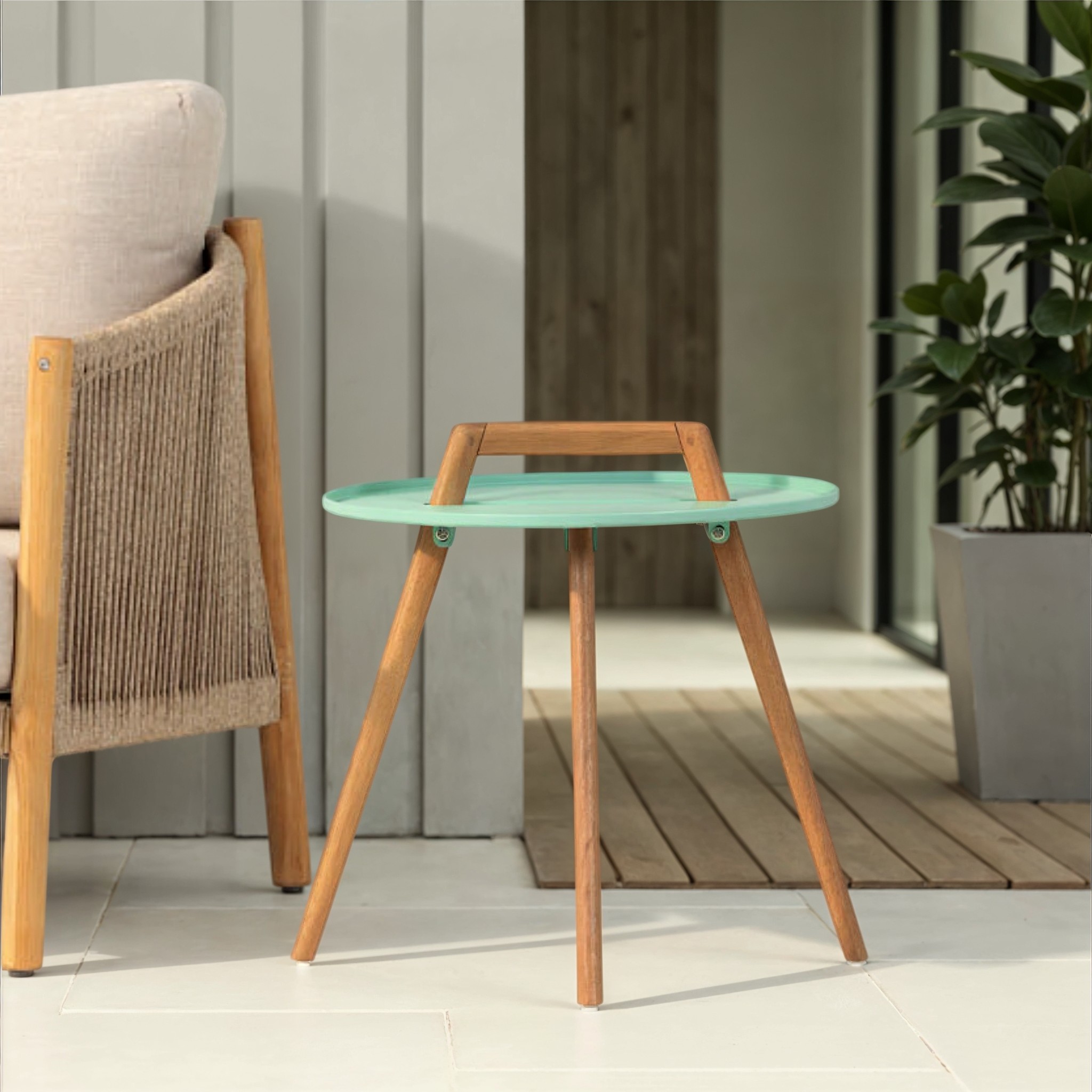 Nassau Outdoor Round Side Table - W50, Mint Green