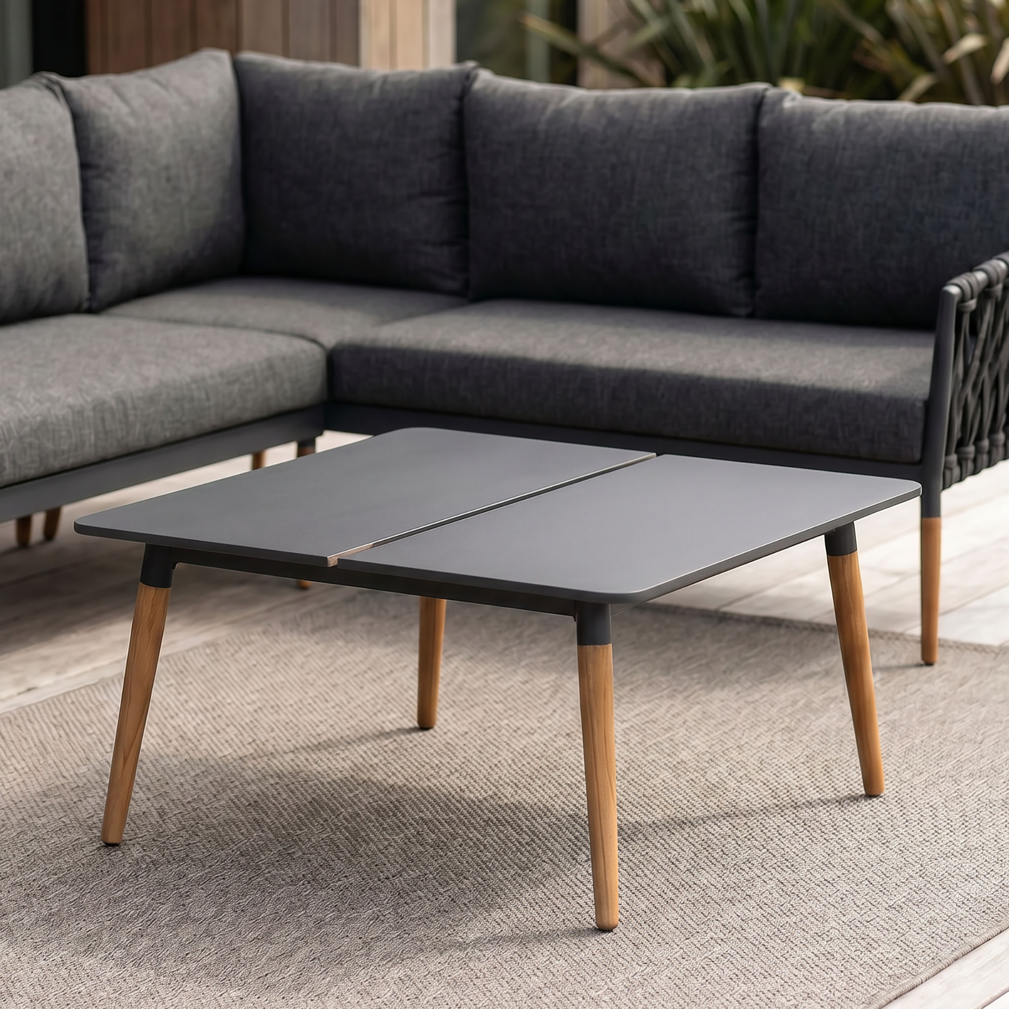 Athens Outdoor Square Coffee Table - W80, Gunmetal