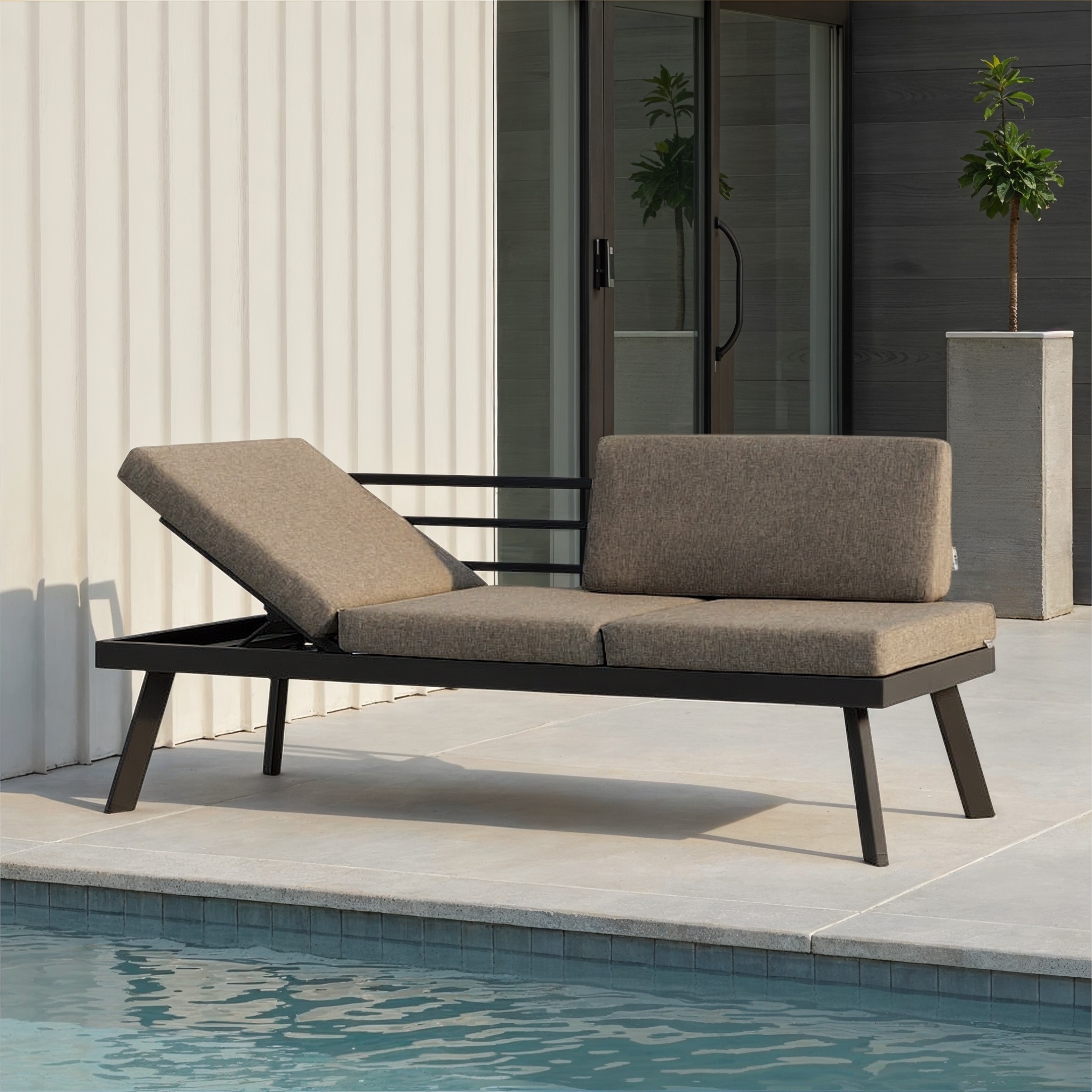 Opal Outdoor 2 Seater Sun Lounger, Gunmetal