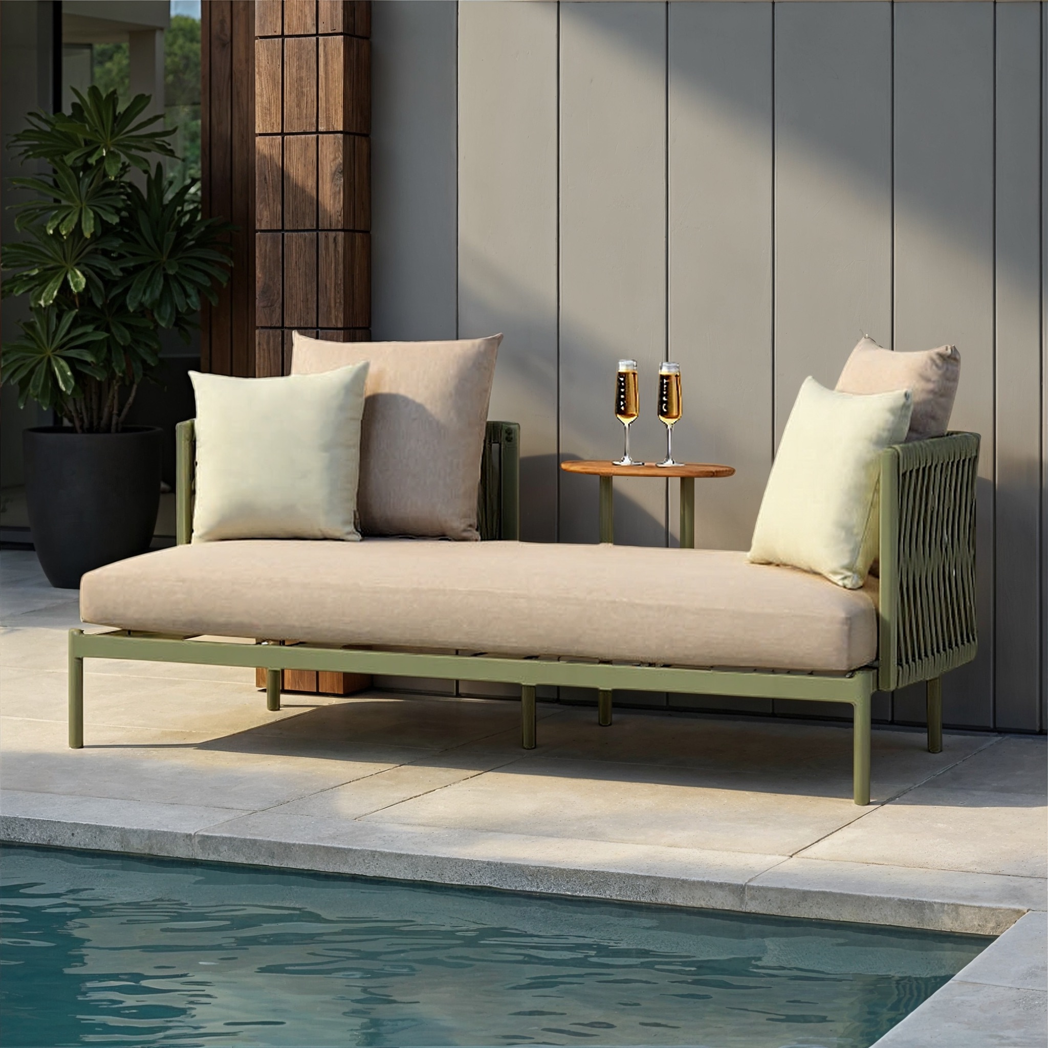 Mica Outdoor Daybed, Green