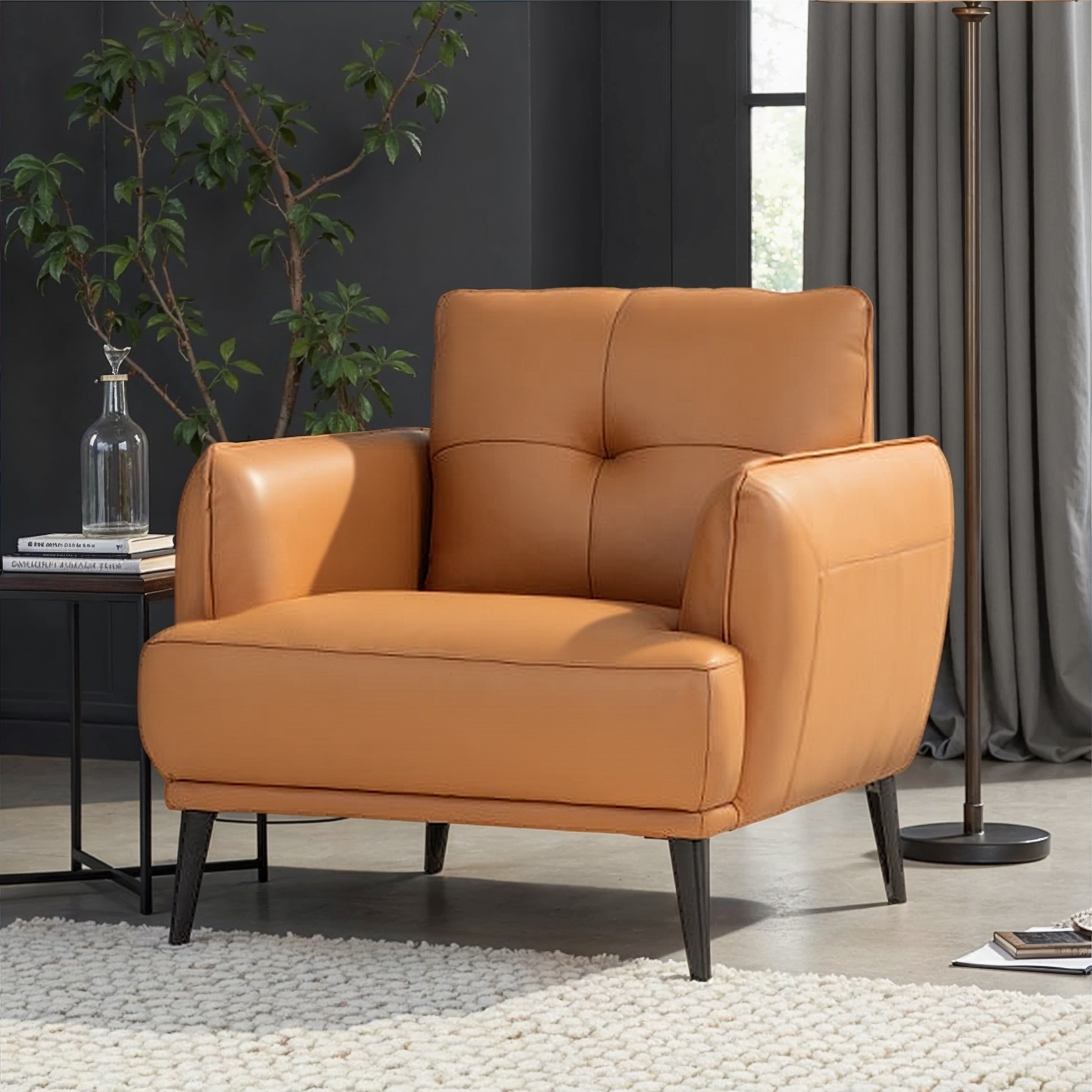 Athena 1 Seater Leather Sofa, Tan