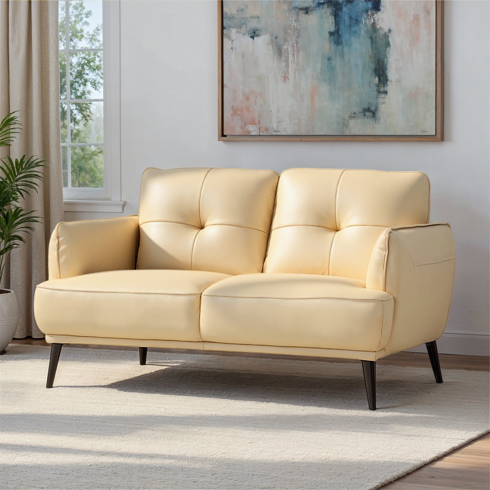 Athena 2 Seater Leather Sofa, Pebble