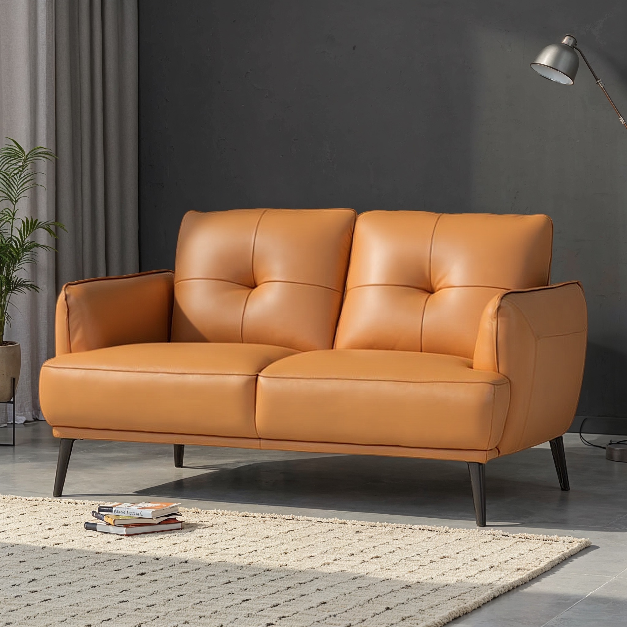 Athena 2 Seater Leather Sofa, Tan