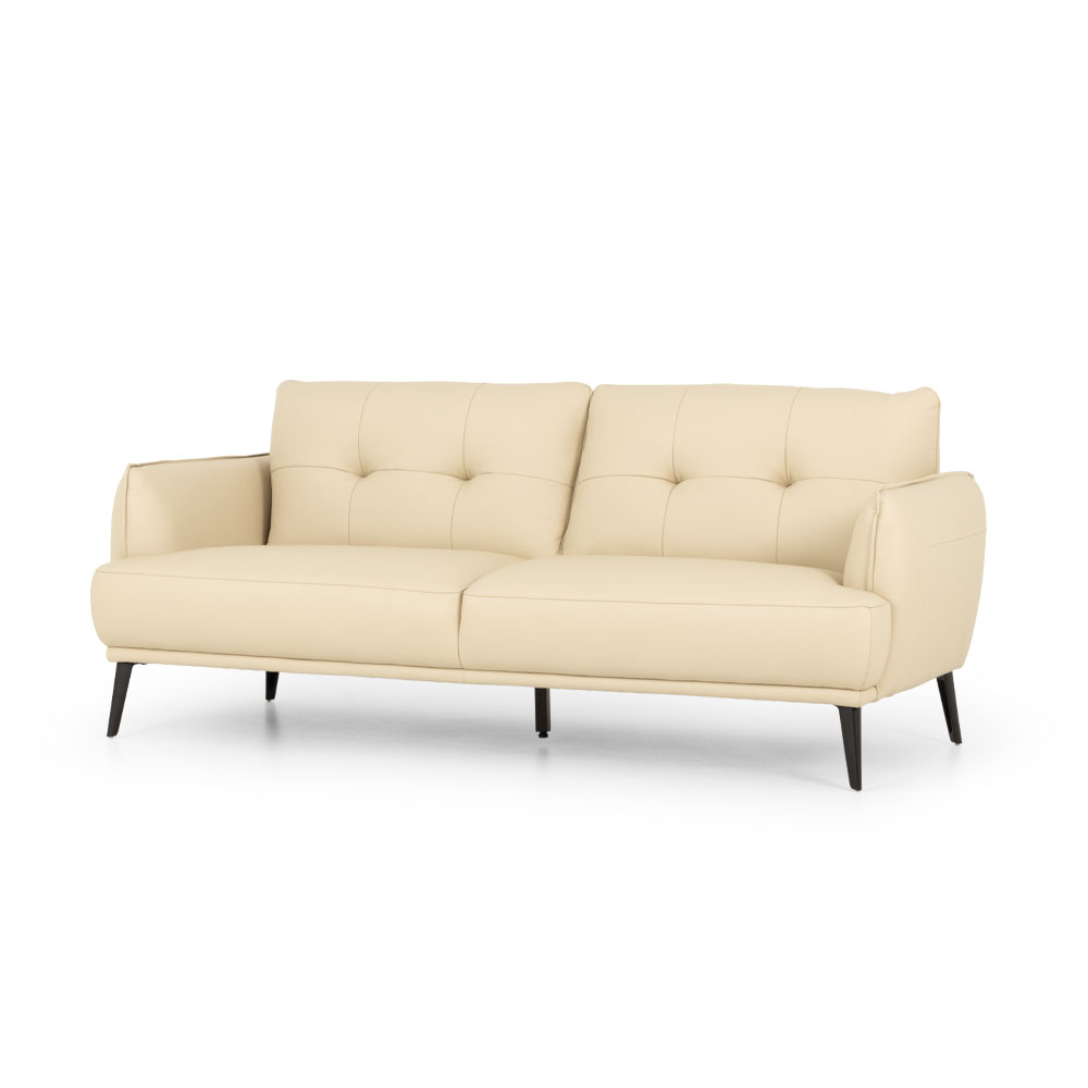 Athena 3 Seater Leather Sofa, Pebble