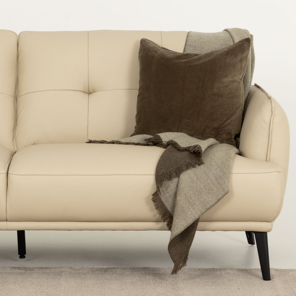 Athena 3 Seater Leather Sofa, Pebble
