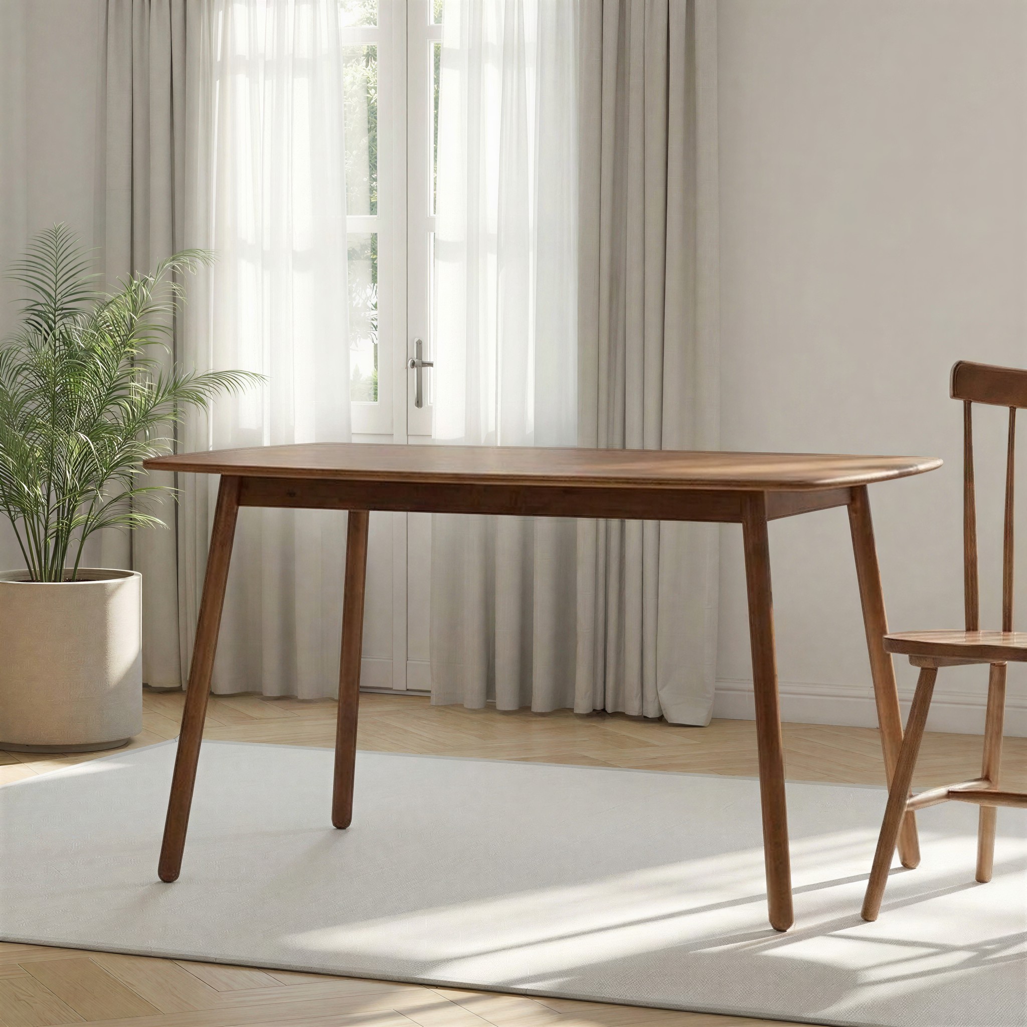 Woodwall Dining Table - W135, Dark