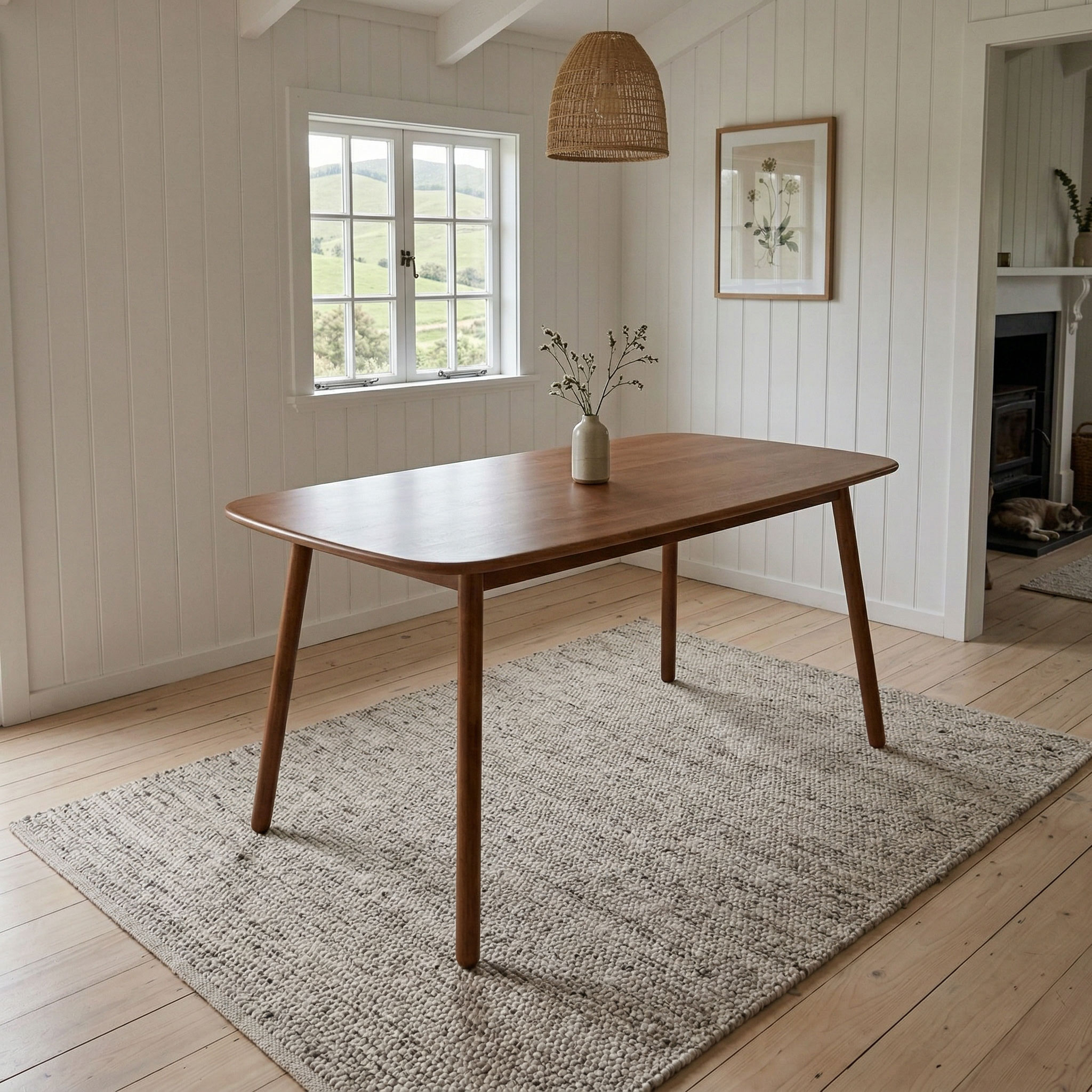 Woodwall Dining Table - W135, Dark