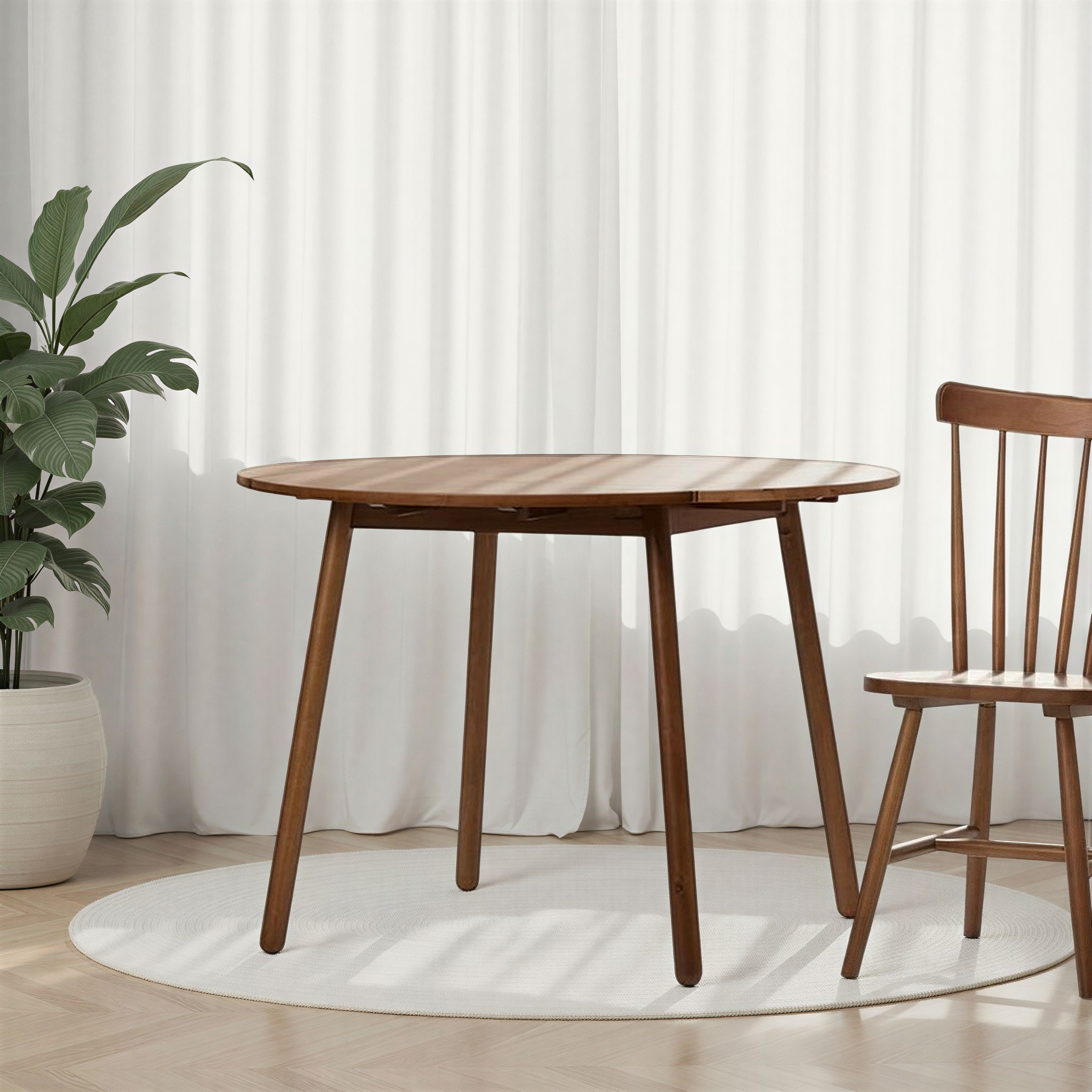 Woodwall Drop Leaf Round Dining Table - W75/105, Dark