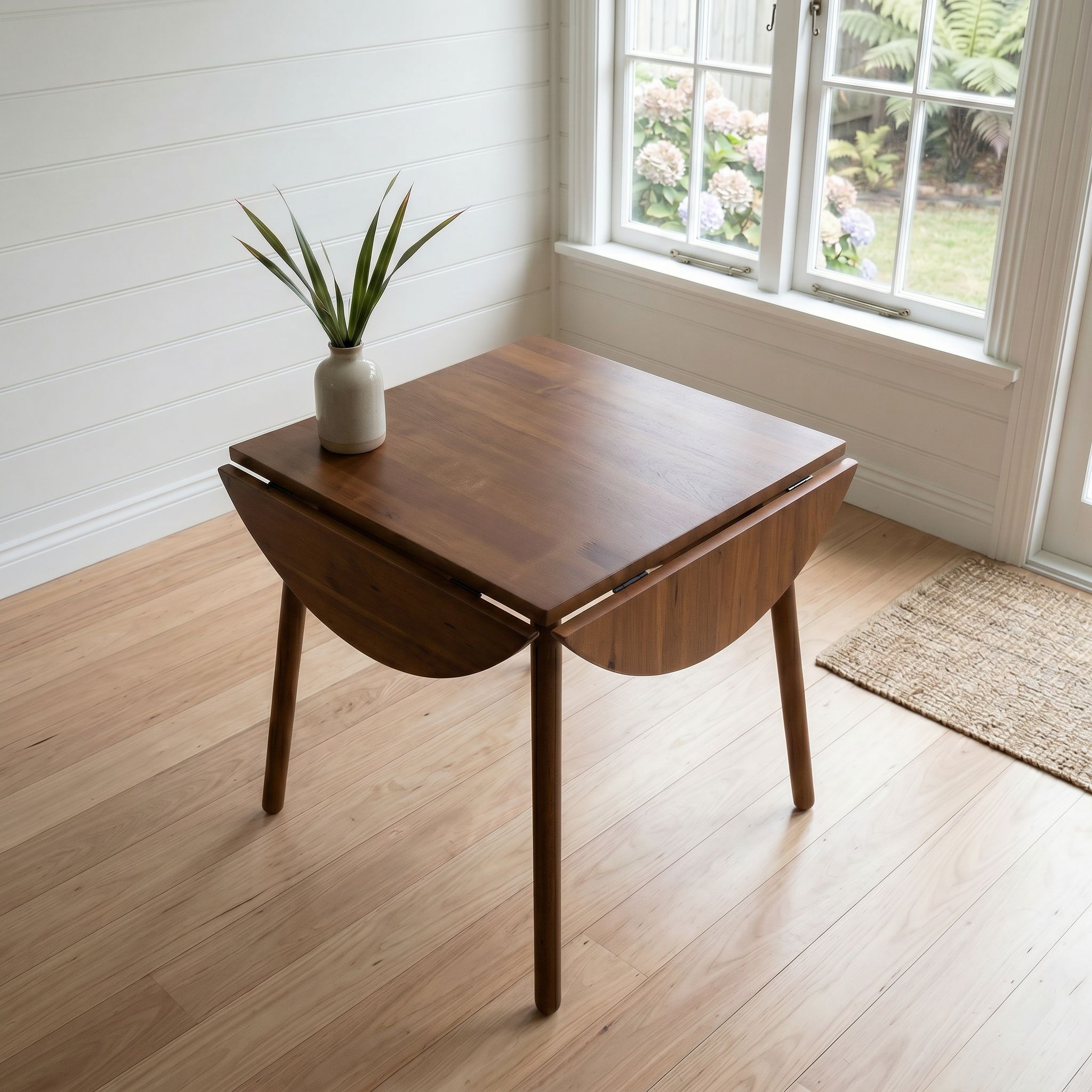 Woodwall Drop Leaf Round Dining Table - W75/105, Dark