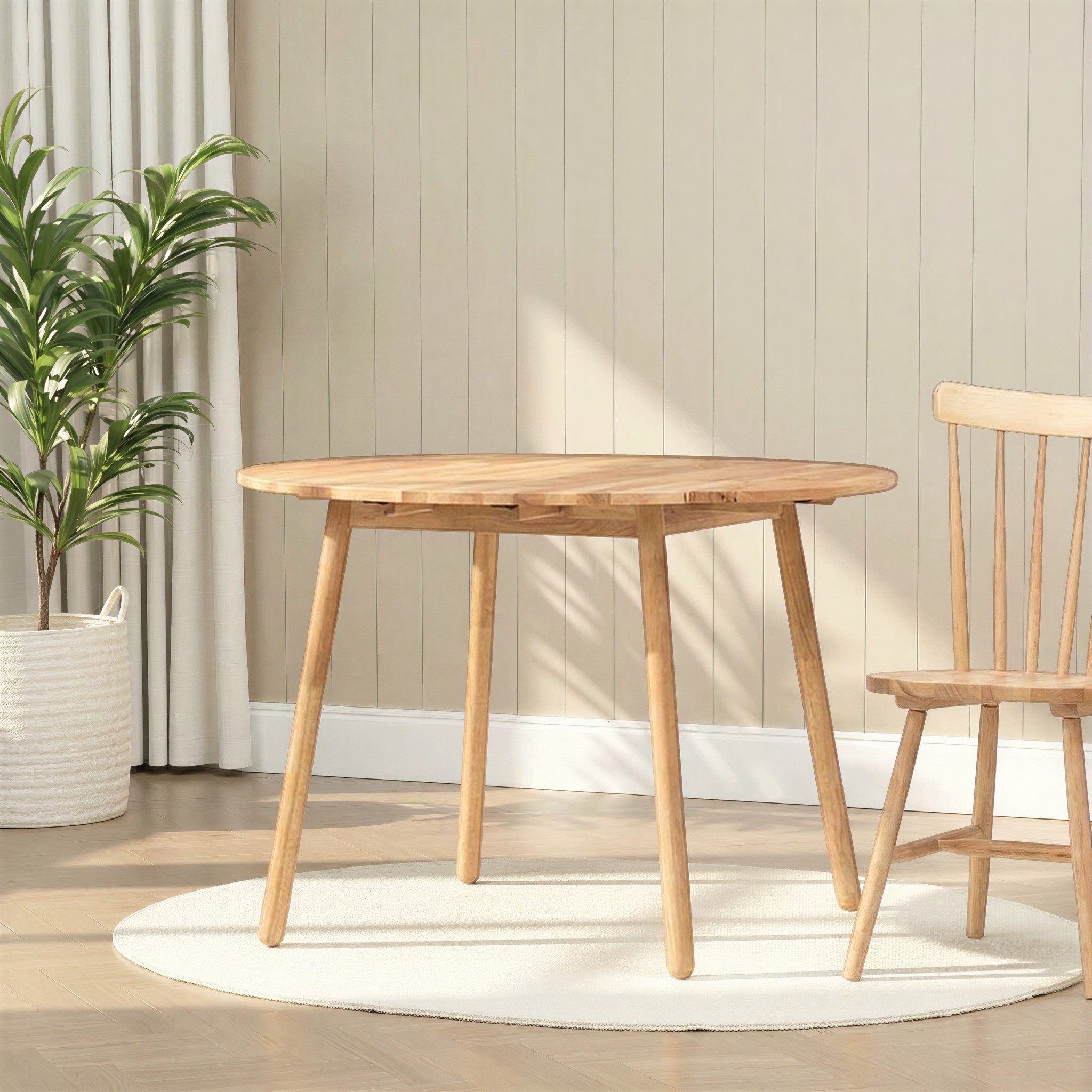 Woodwall Drop Leaf Round Dining Table - W75/105, Light