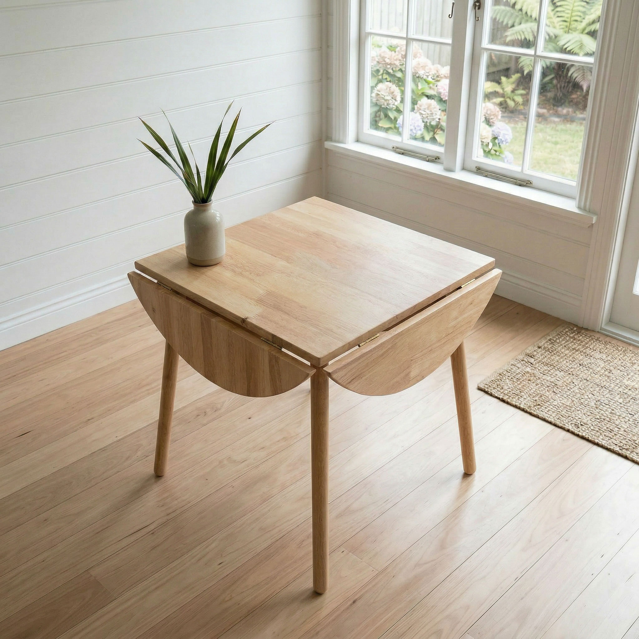 Woodwall Drop Leaf Round Dining Table - W75/105, Light