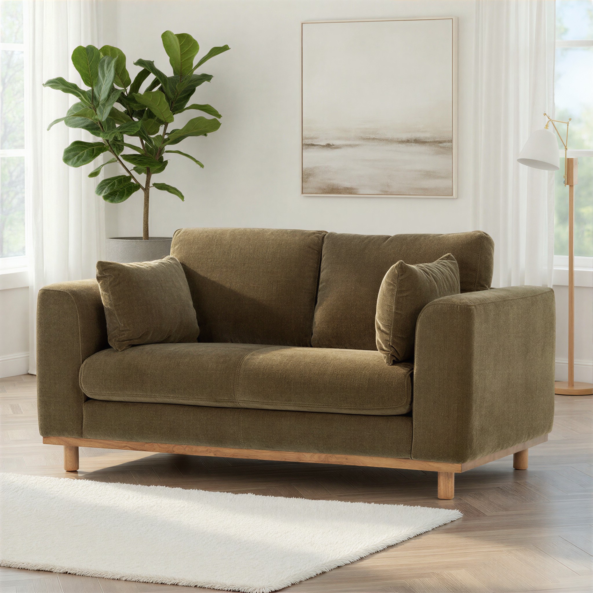 Portia 2 Seater Sofa, Olive