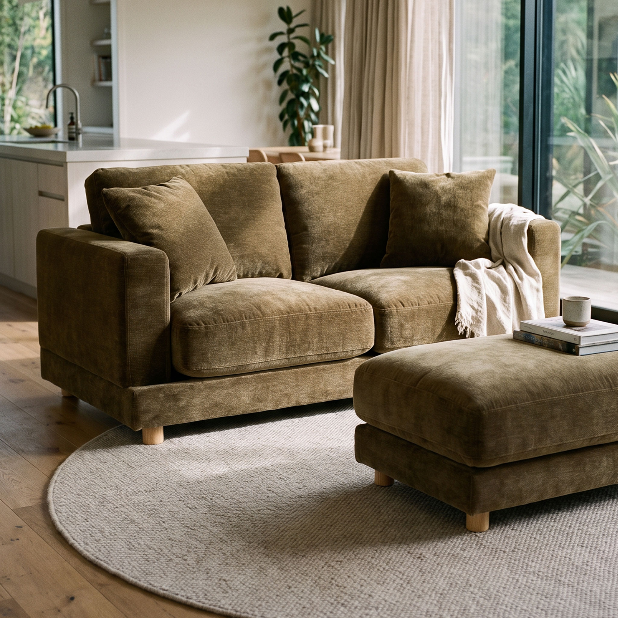 Ella 2 Seater Sofa, Olive