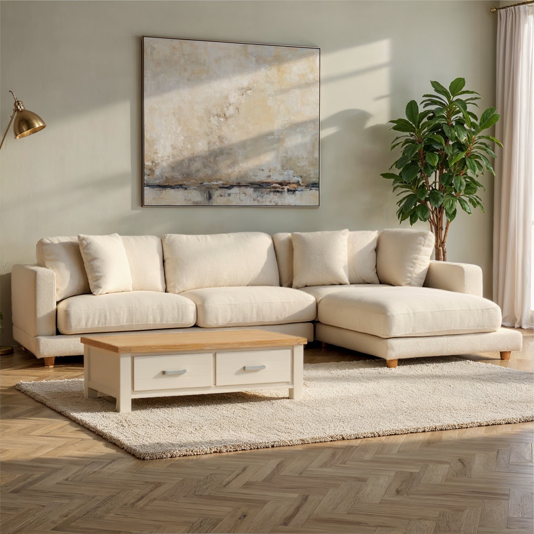 Ella Right Hand Facing Chaise Sofa, Oatmeal