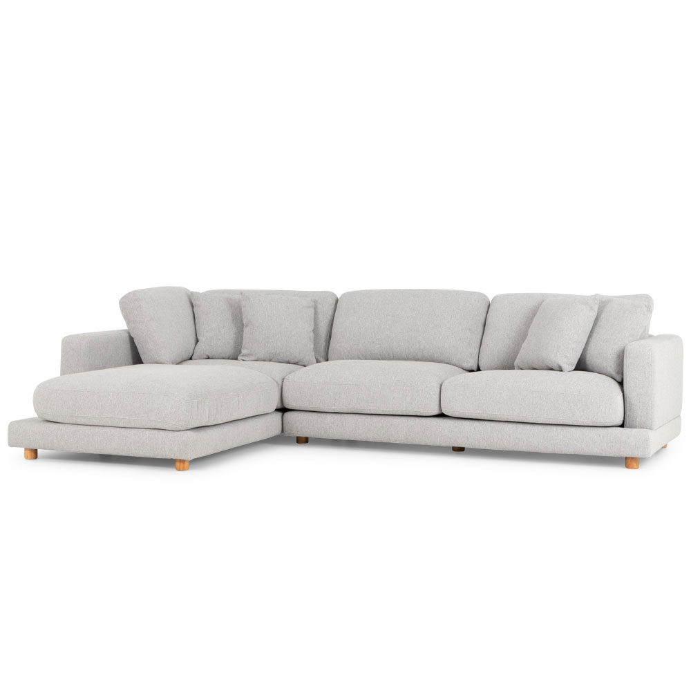 Ella Left Hand Facing Chaise Sofa, Light Grey