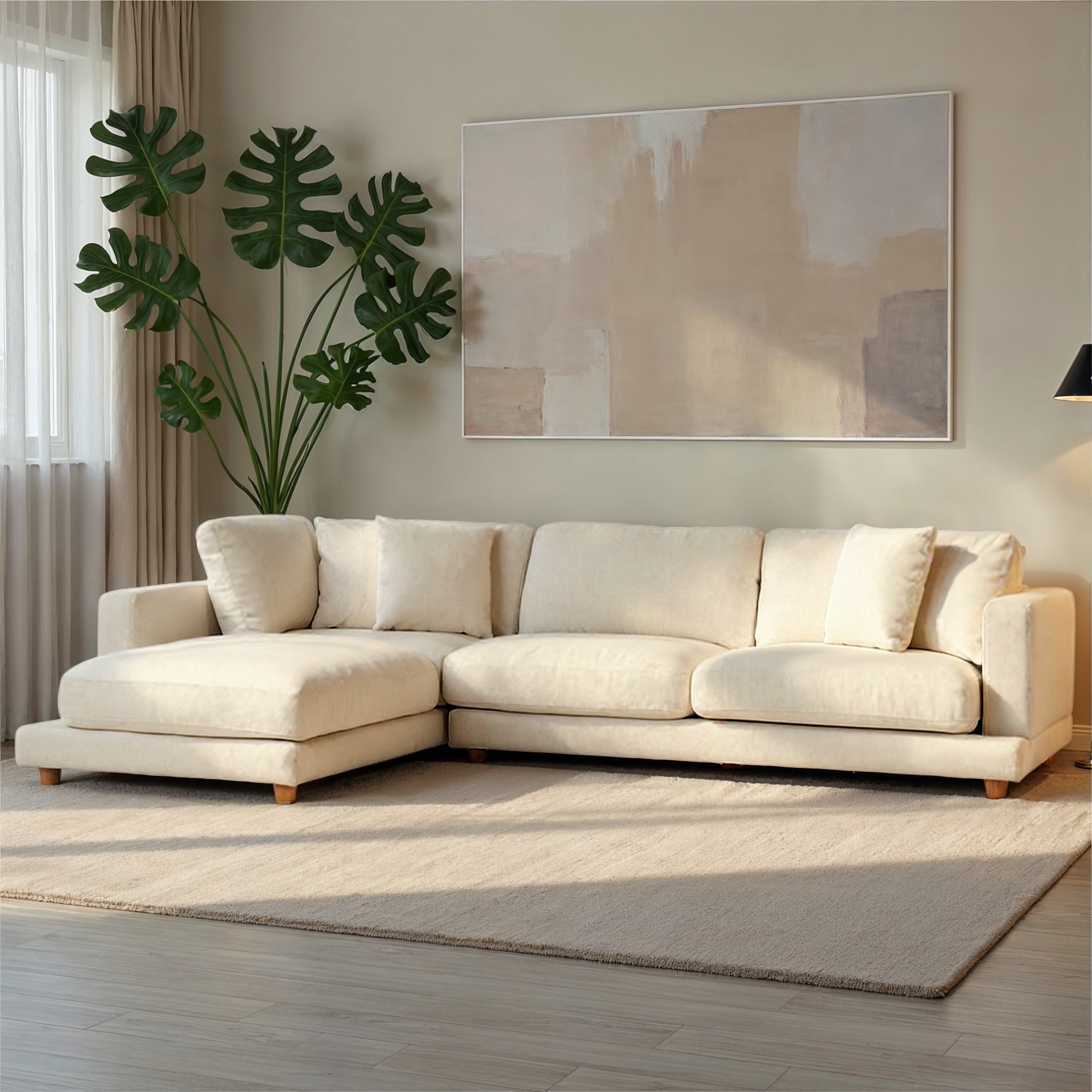 Ella Left Hand Facing Chaise Sofa, Oatmeal