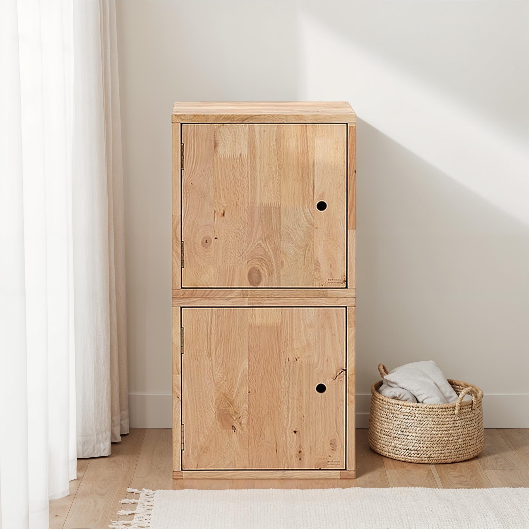 Woodwall 1x1 Cube with Door - Set of 2, Light