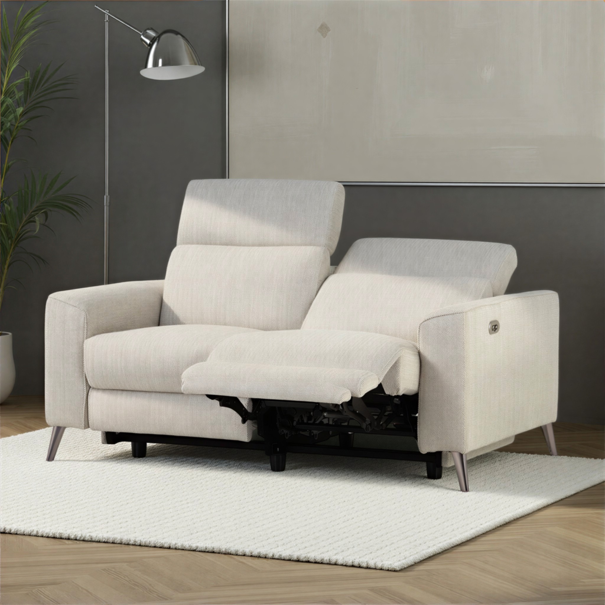 Kayla 2 Seater Electric Recliner, Light Grey