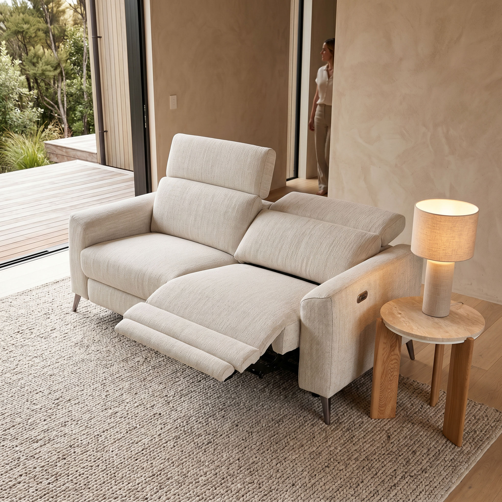 Kayla 3 Seater Electric Recliner, Cream
