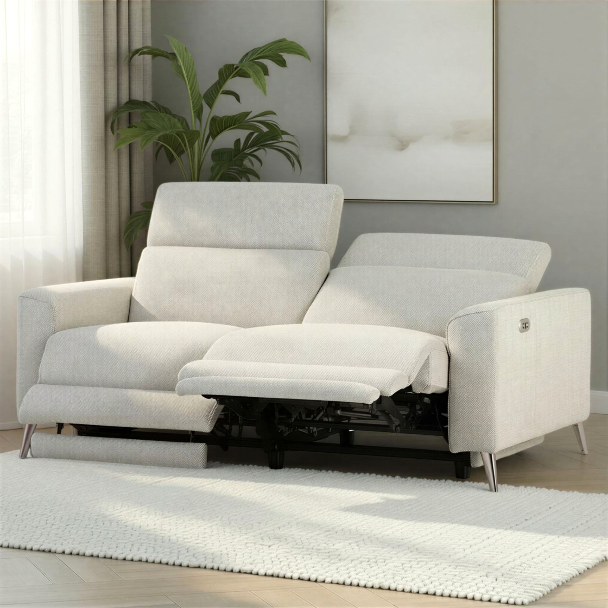 Kayla 3 Seater Electric Recliner, Light Grey