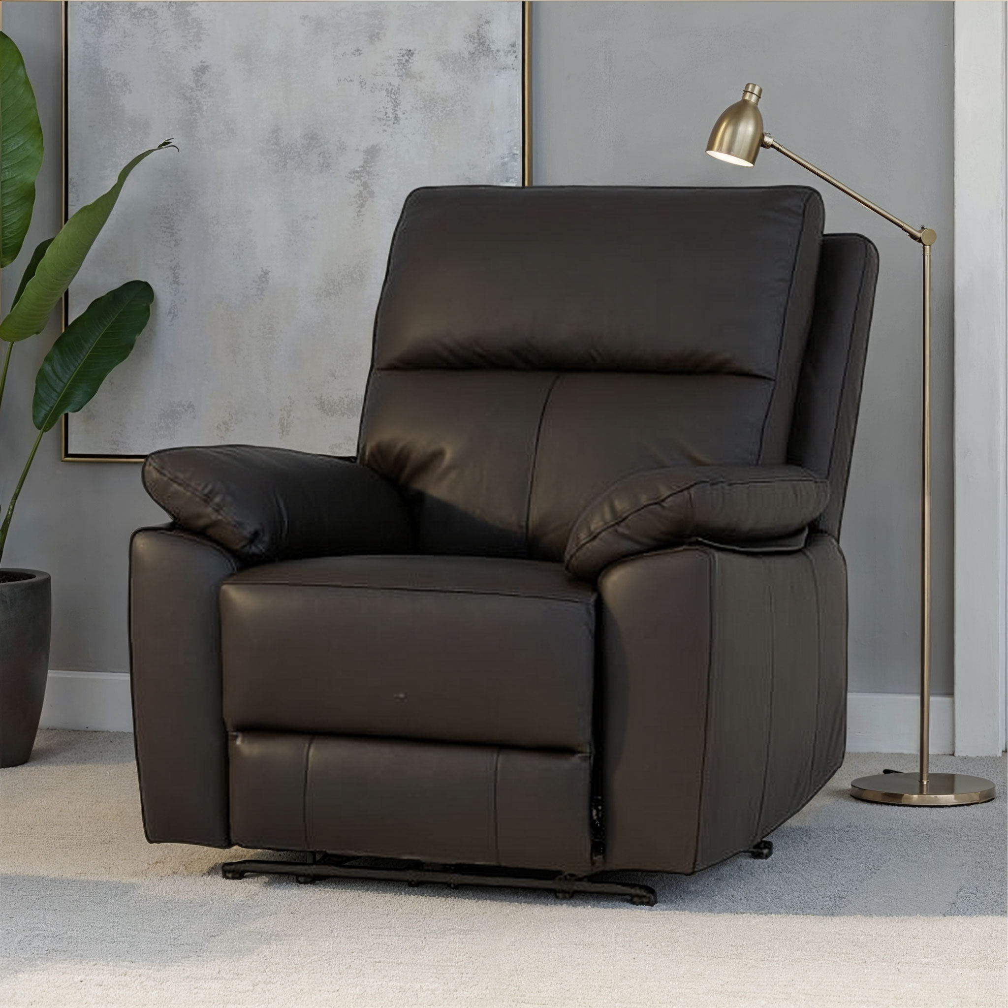Gracey Leather Electric Recliner Chair, Black
