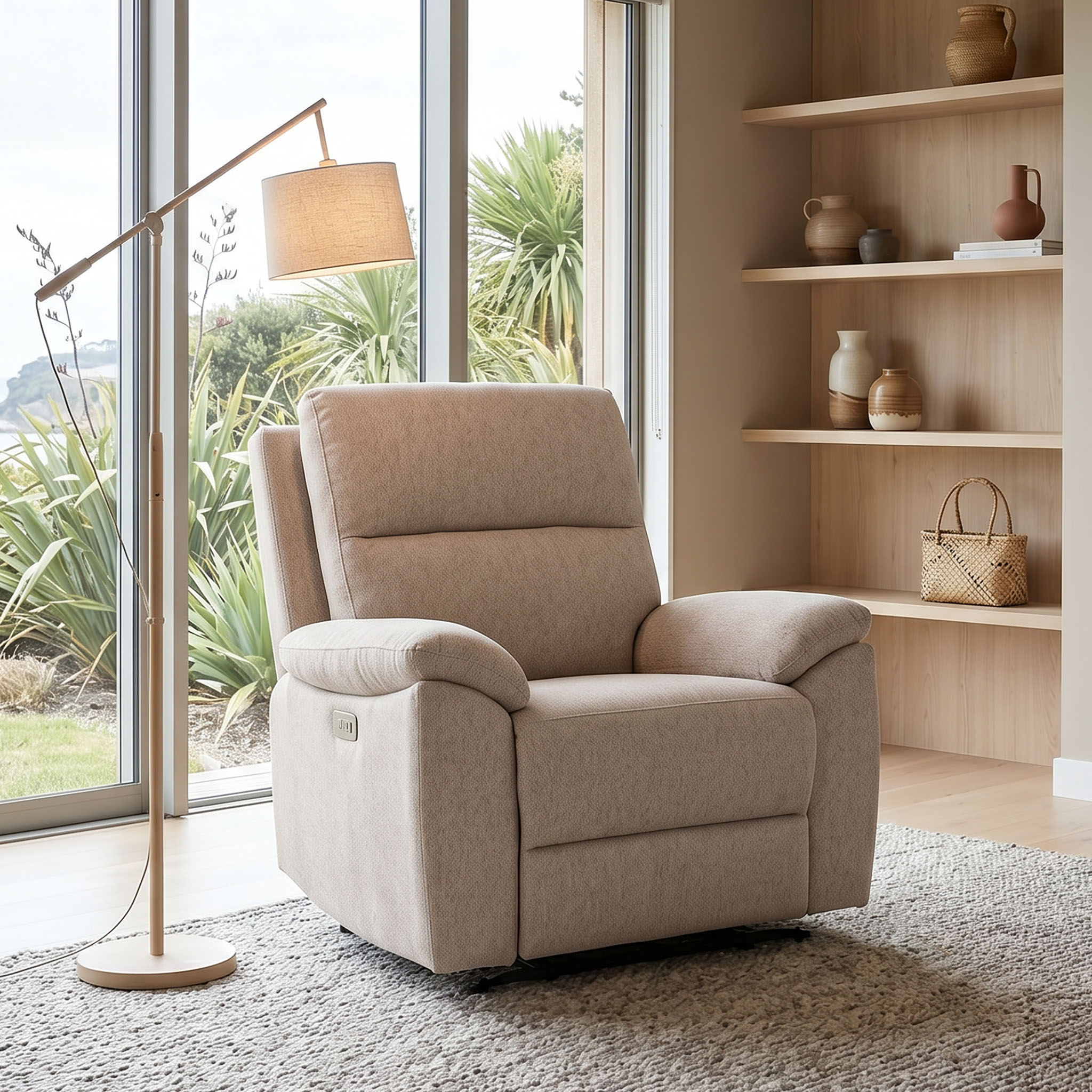 Gracey Fabric Electric Recliner Chair, Taupe