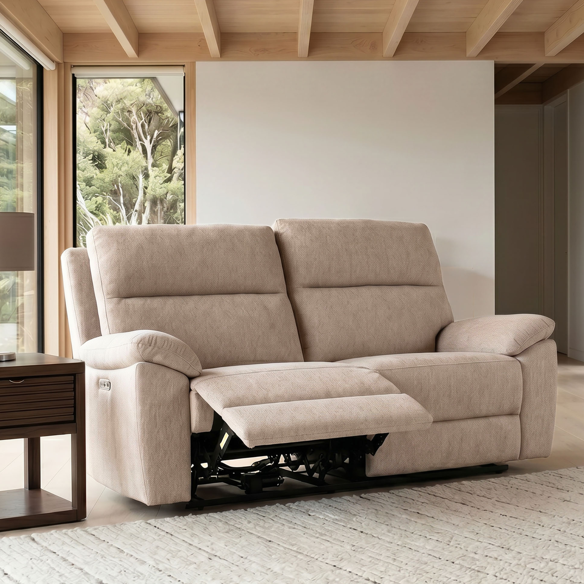 Gracey 2 Seater Fabric Electric Recliner Sofa, Taupe