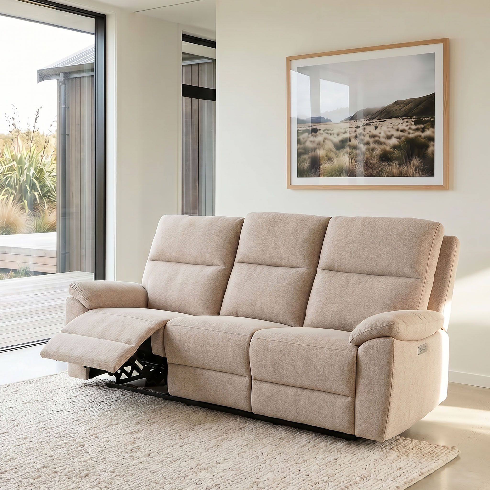 Gracey 3 Seater Fabric Electric Recliner Sofa, Taupe