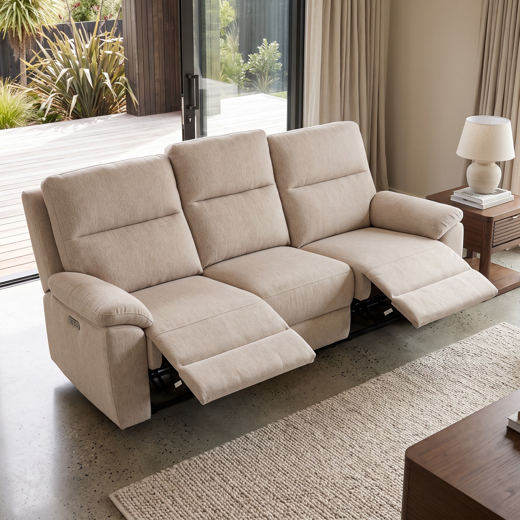 Gracey 3 Seater Fabric Electric Recliner Sofa, Taupe