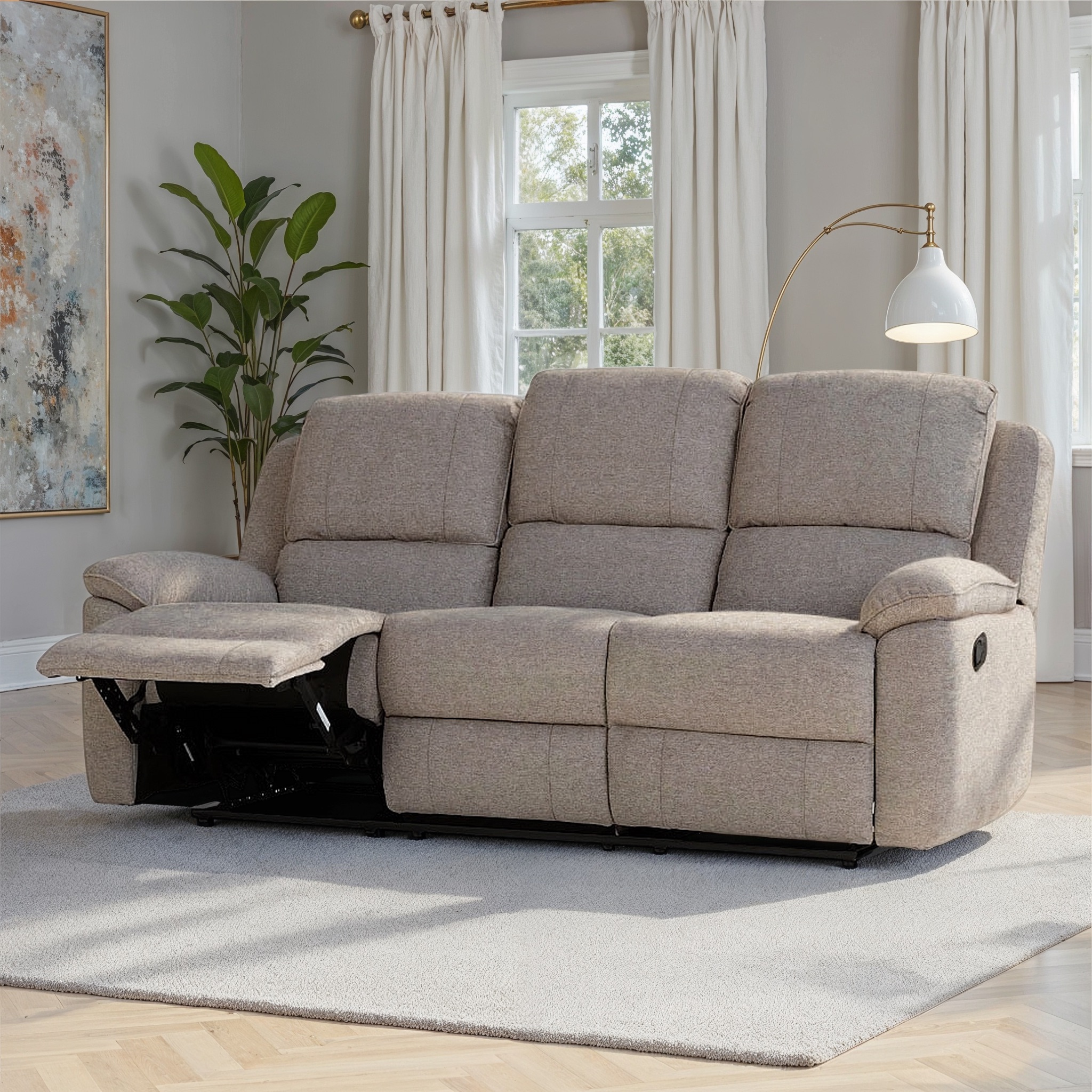 Aiden 3 Seater Recliner, Light Grey