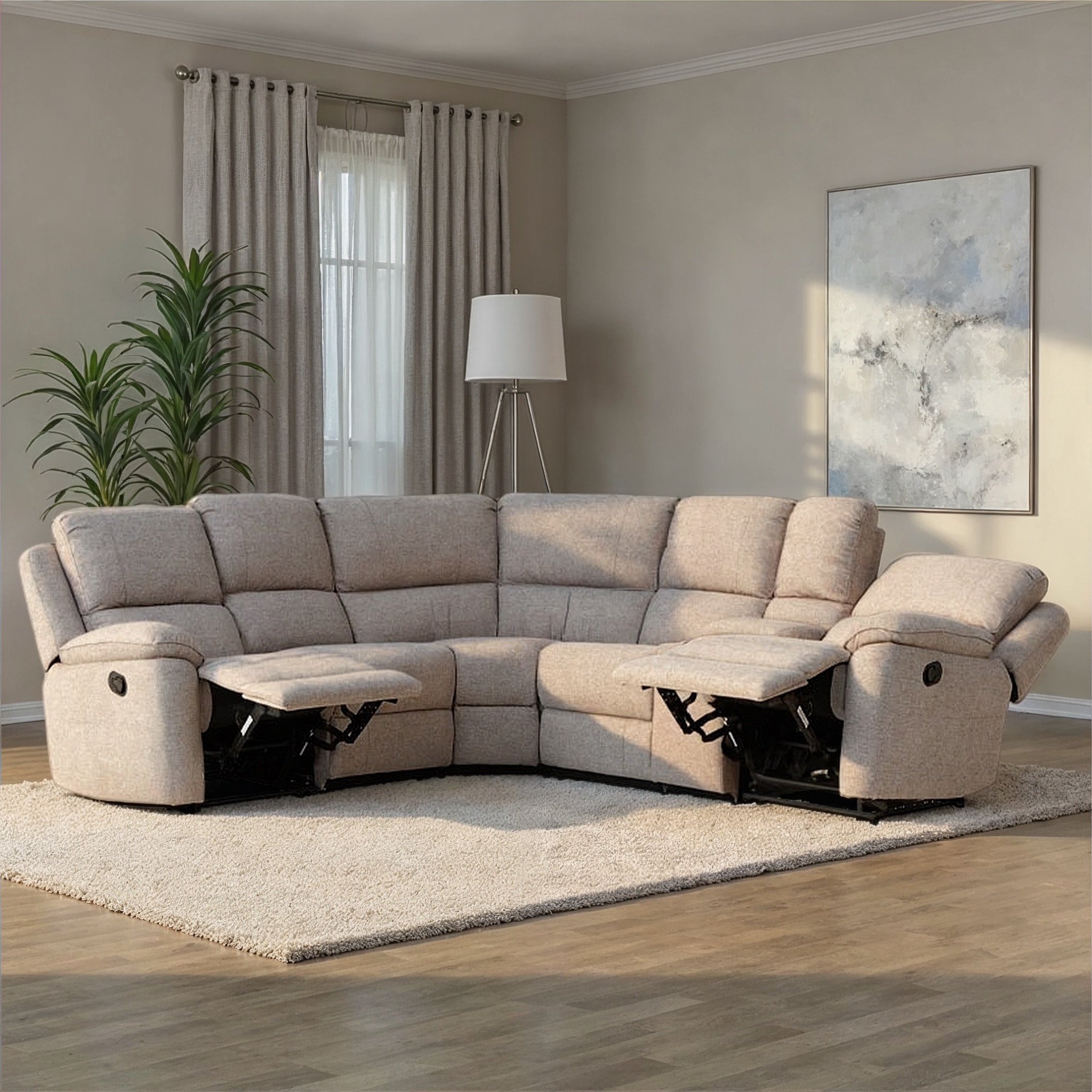 Aiden Recliner Corner Suite, Light Grey