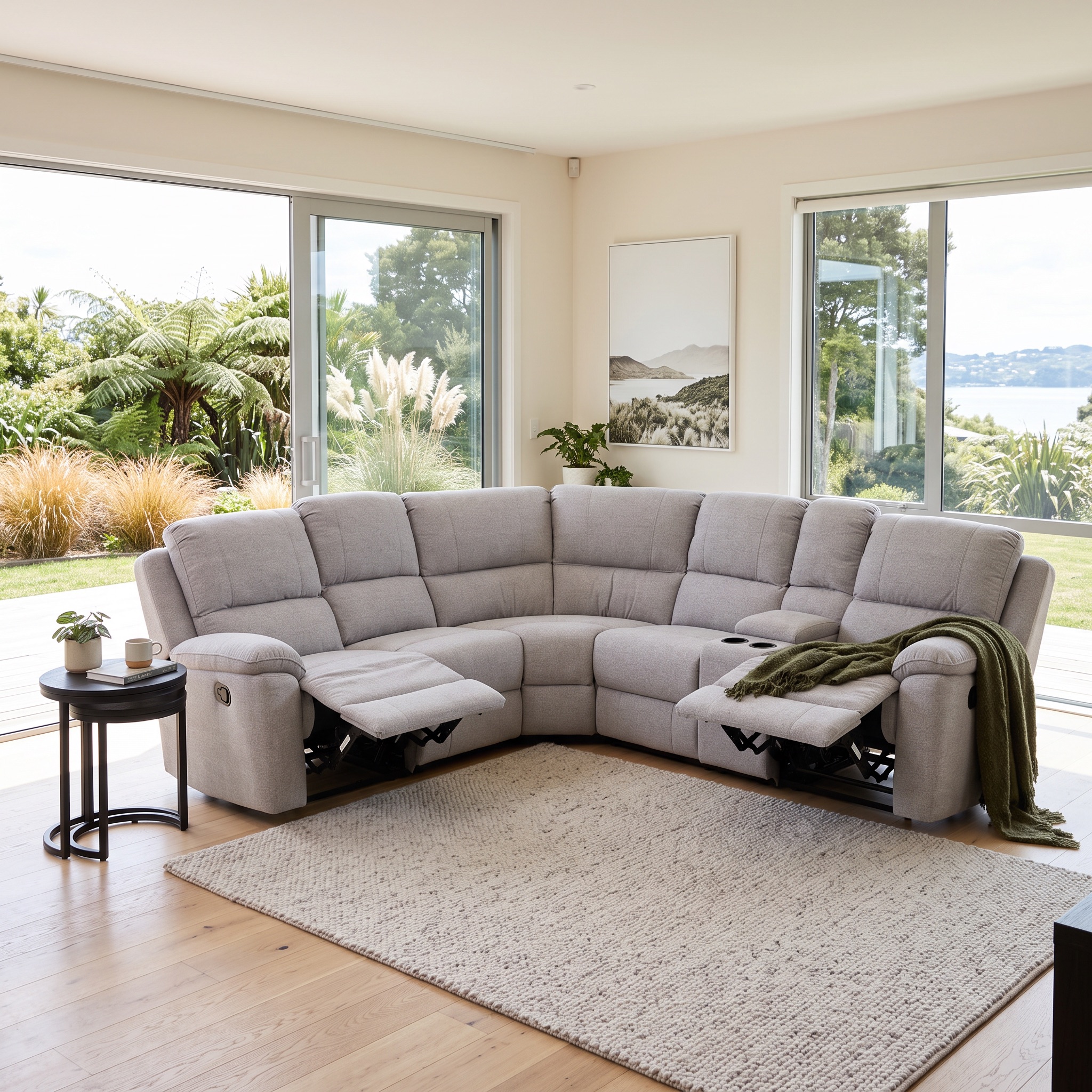 Aiden Recliner Corner Suite, Light Grey