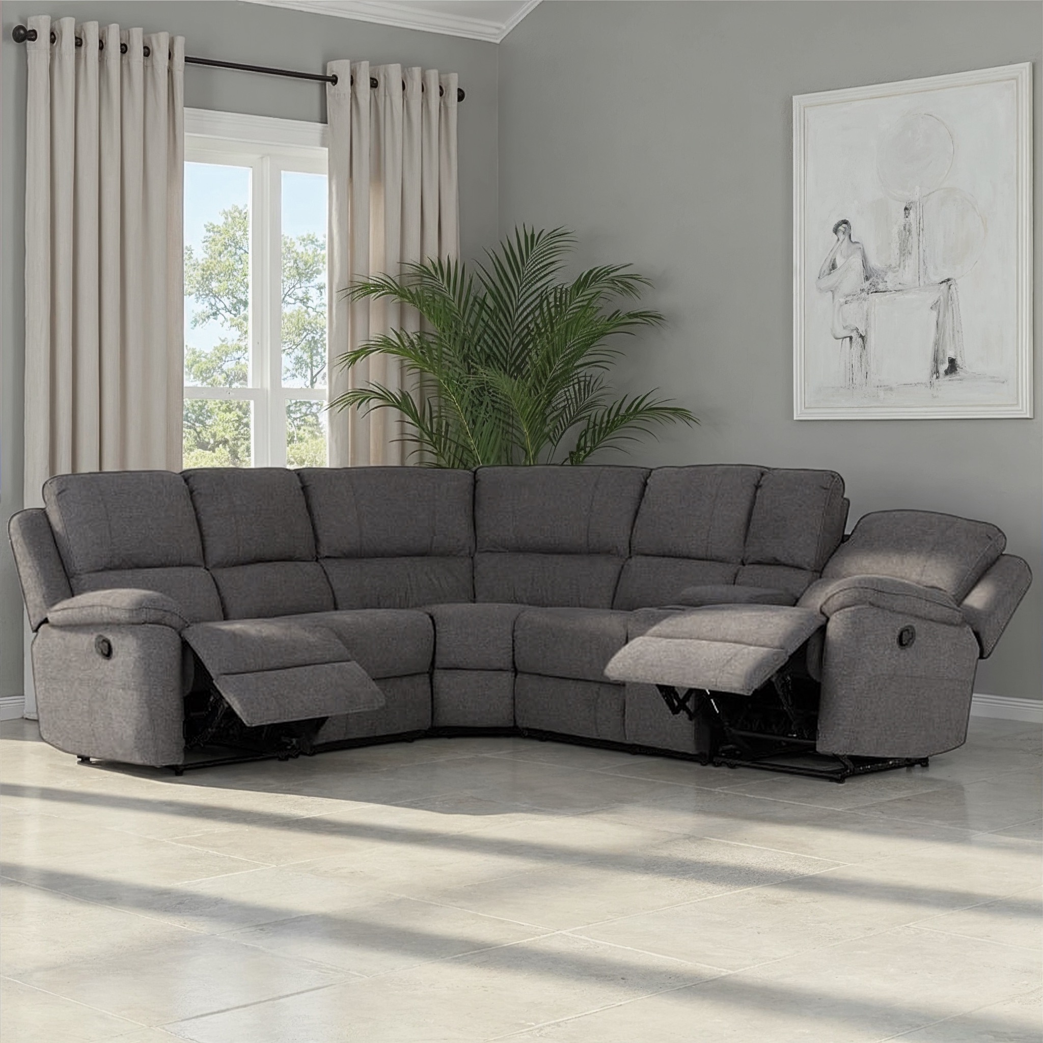 Aiden Recliner Corner Suite, Dark Grey