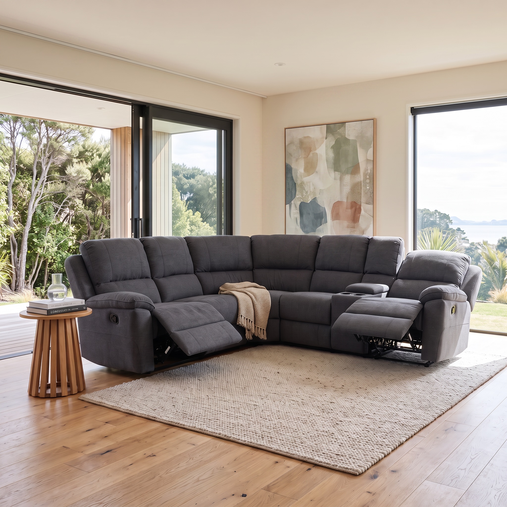 Aiden Recliner Corner Suite, Dark Grey