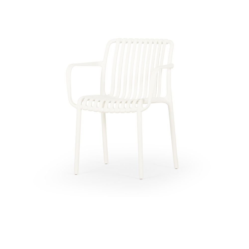 Horizon Outdoor Dining Chair With Arms, White