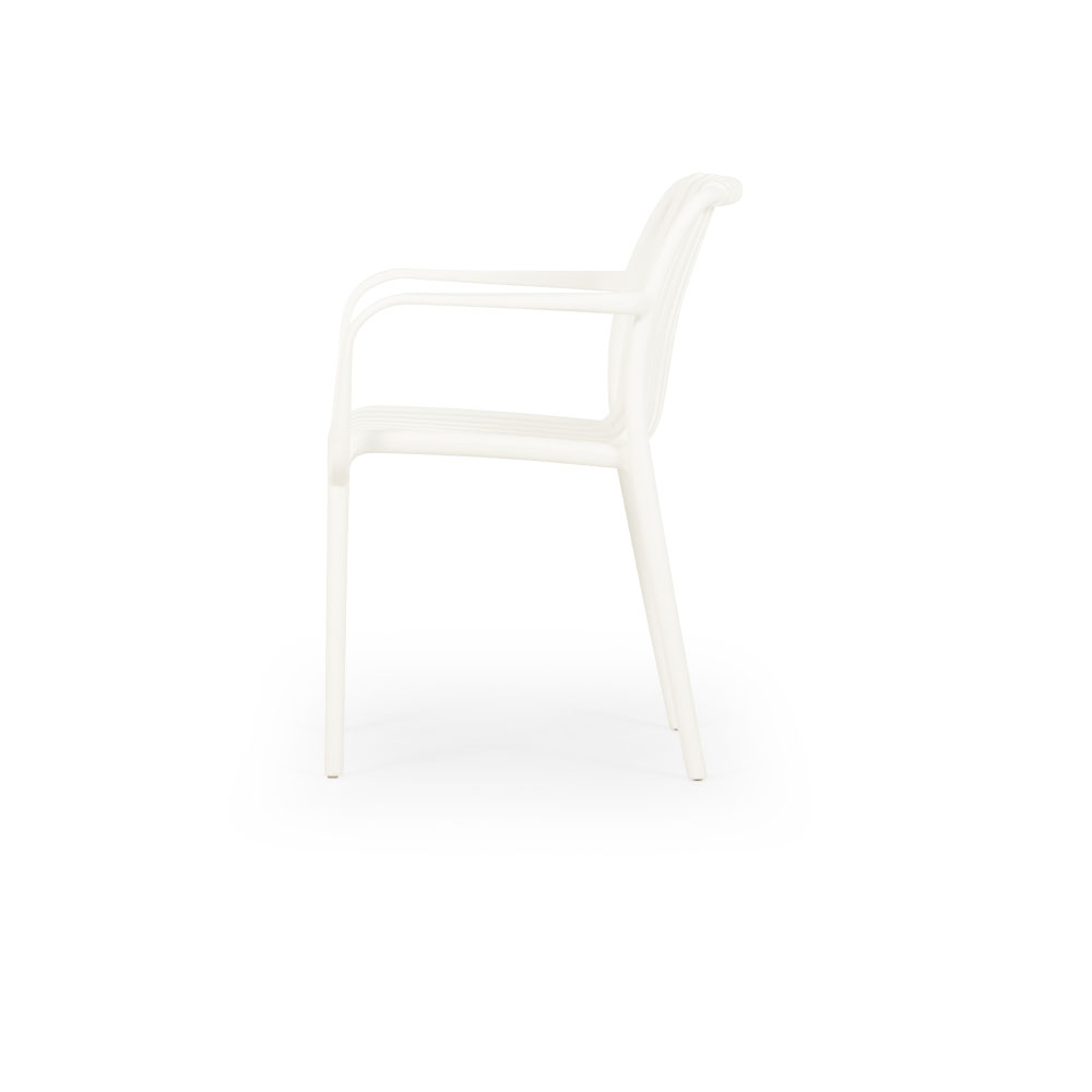 Horizon Outdoor Dining Chair With Arms, White