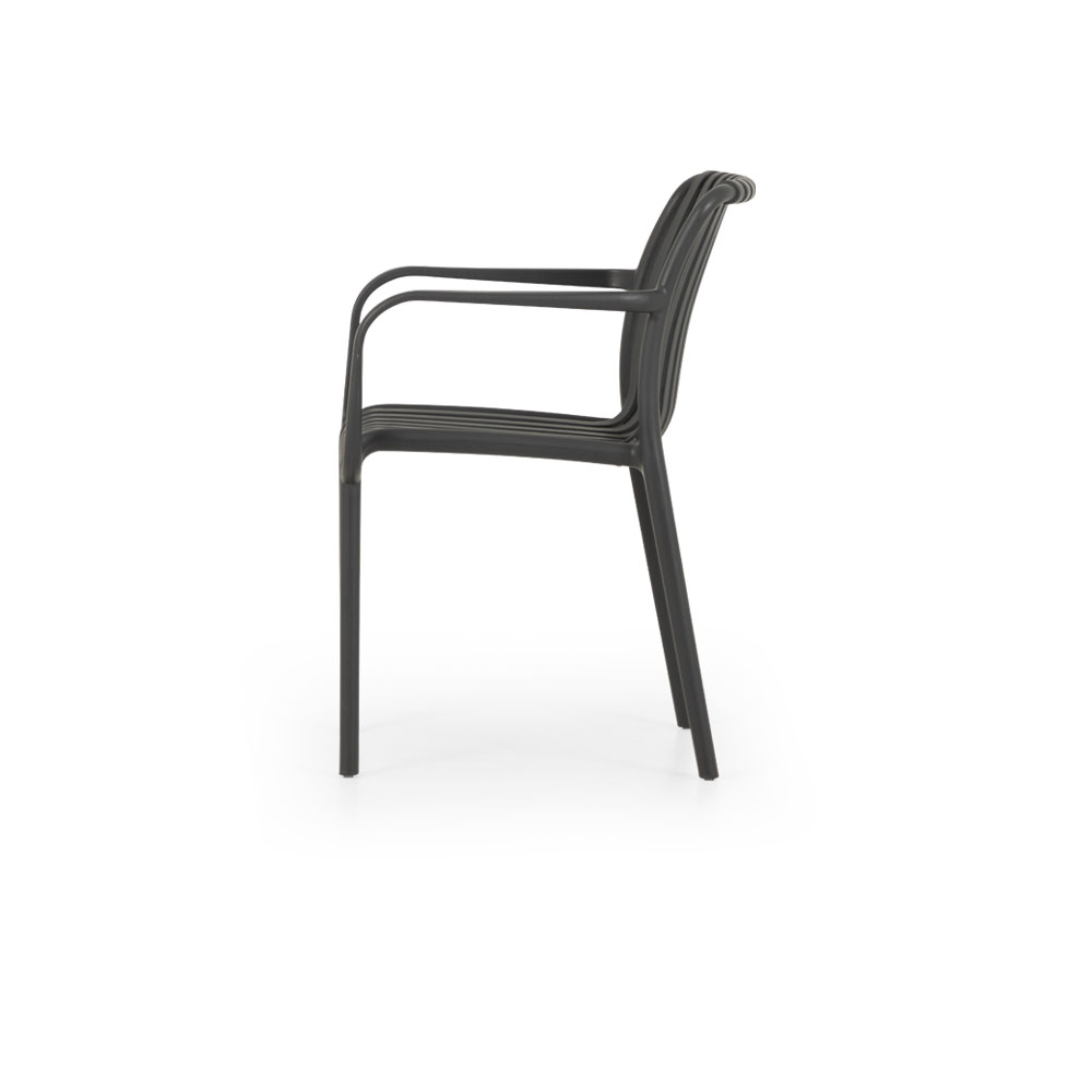 Horizon Outdoor Dining Chair With Arms, Gunmetal