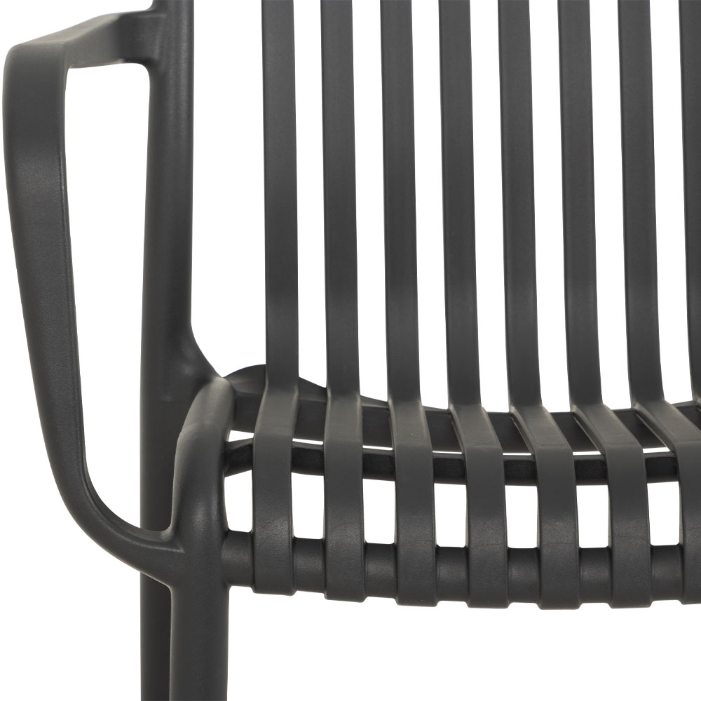 Horizon Outdoor Dining Chair With Arms, Gunmetal