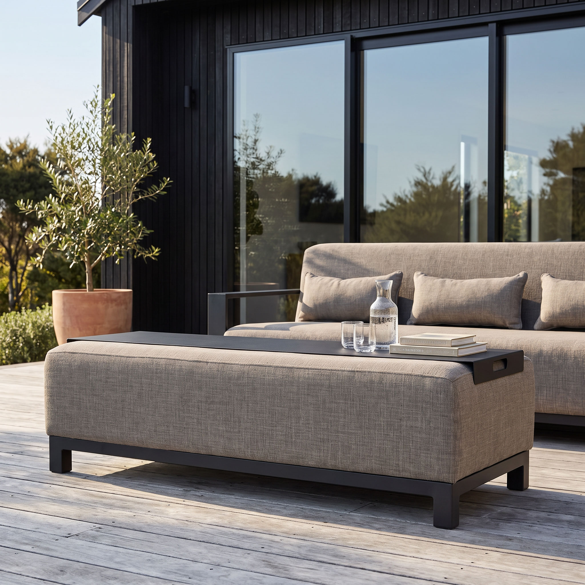 Cyprus Outdoor Coffee Table With Tray - W135, Black