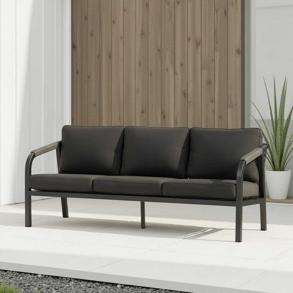 Pacific II Outdoor 3 Seater, Black
