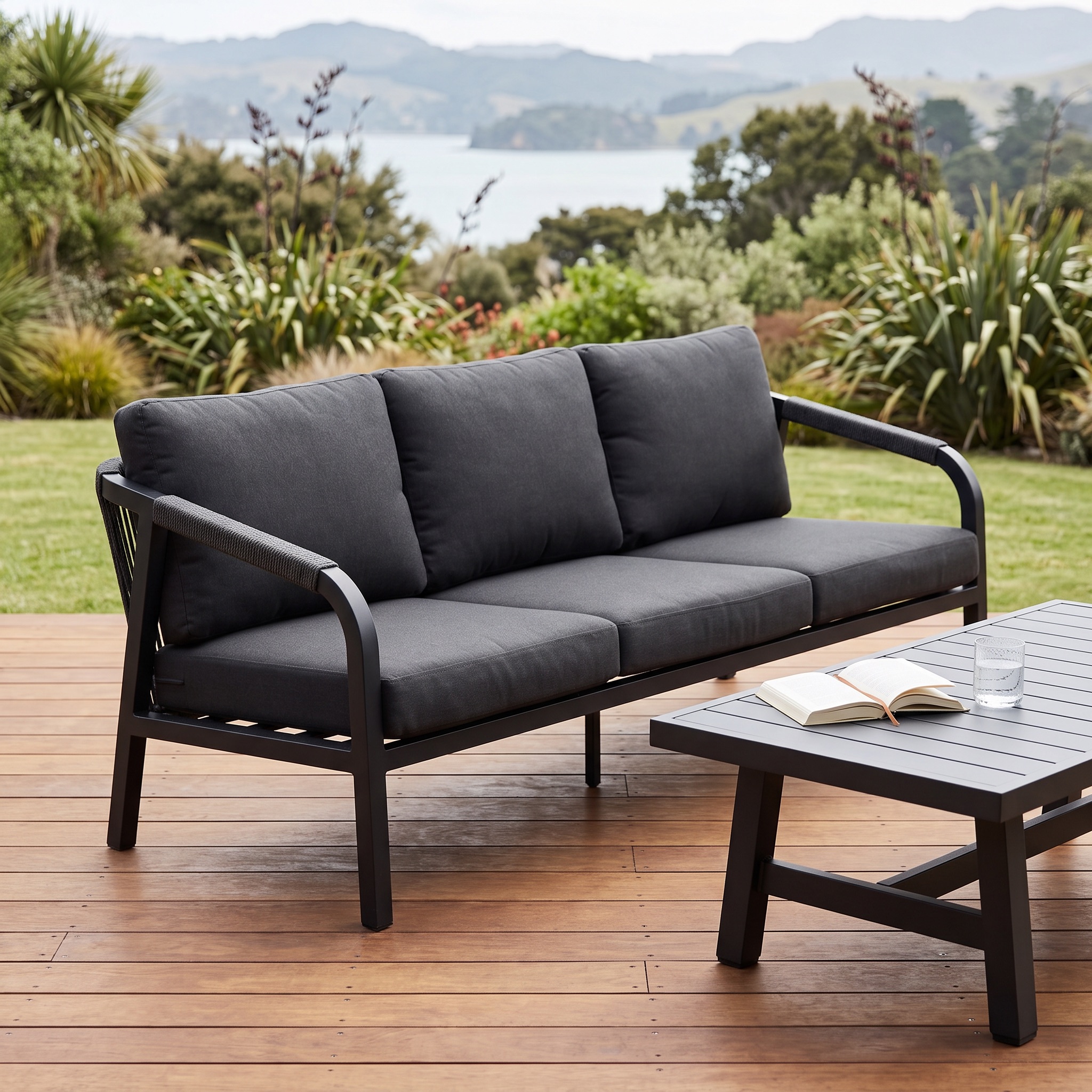 Pacific II Outdoor 3 Seater, Black