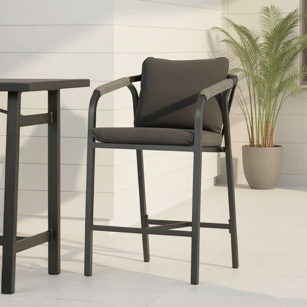 Pacific II Outdoor Bar Chair - W60, Black