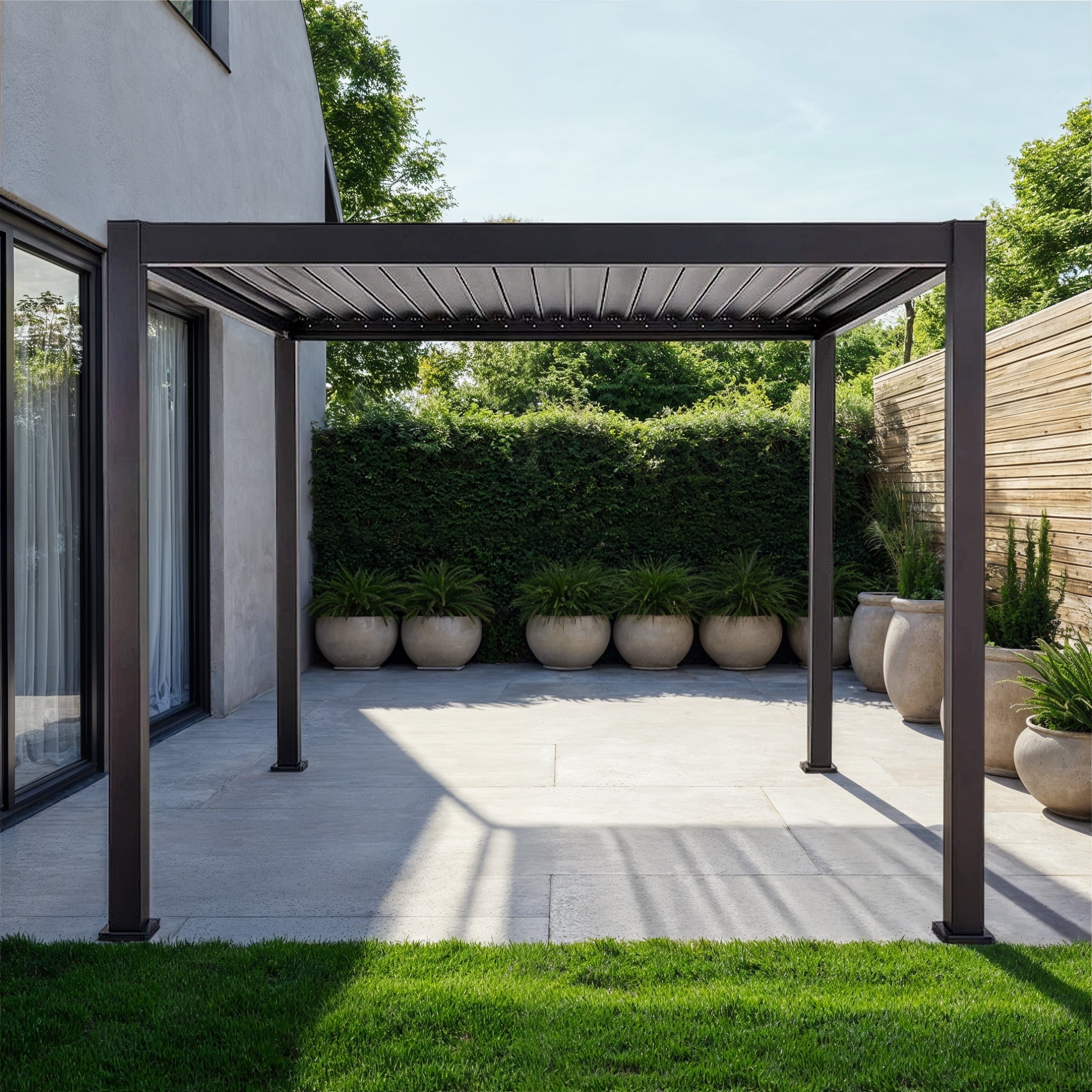 Shadestyle Louvre Roof System - 3 x 3m, Gunmetal