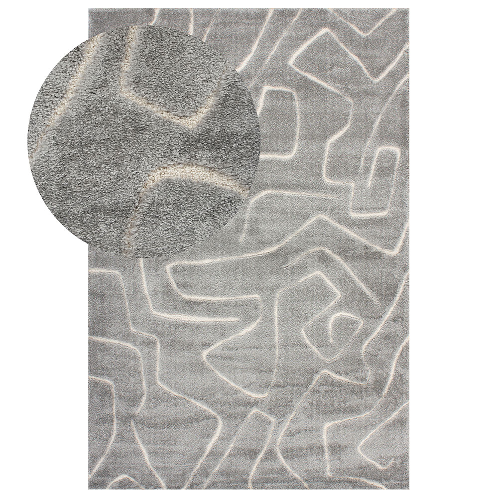 Ollo Labyrinth Rug - 200 x 290 cm, Silver
